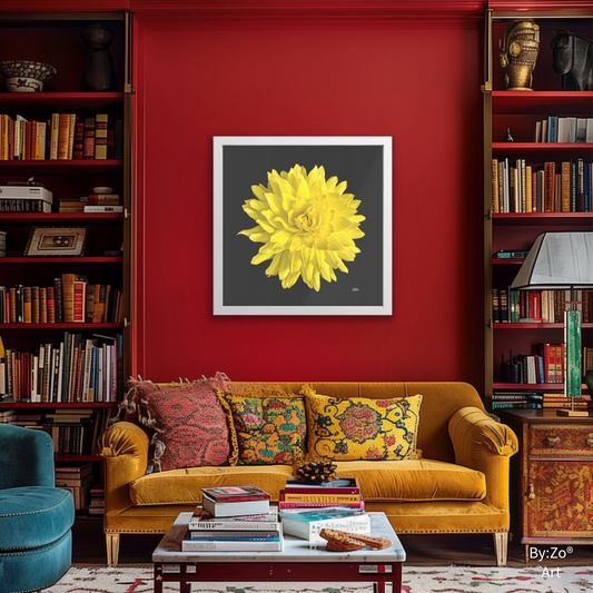 Framed Archival Semi-Gloss Paper, "Dahlia Flower on Black" Original Fine Art Photography teelaunch