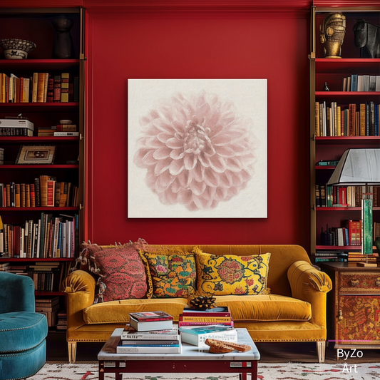 Whisper Pink Dahlia Wrapped Canvas Art Photography teelaunch