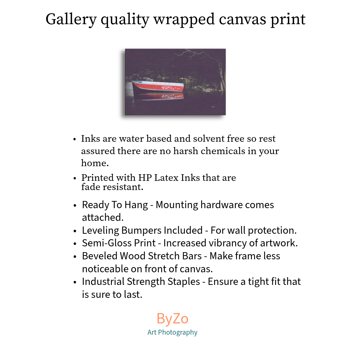 Boat Reflection at Lake Farlain - Gallery Wrapped Canvas ByZo Art Photography teelaunch By:Zo