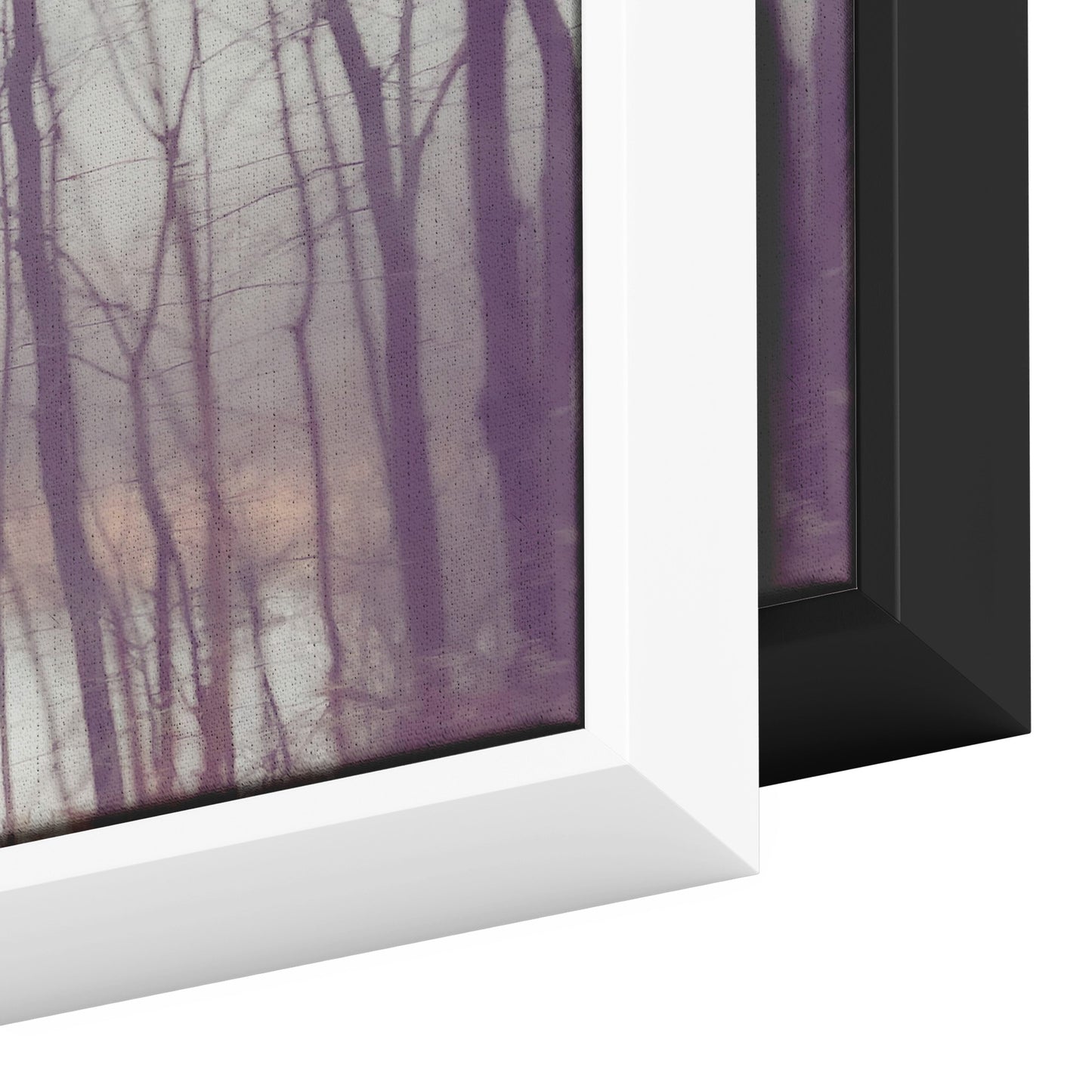 Floater Framed Canvas Wall Art, "Frozen Stillness, Woods by the River" teelaunch