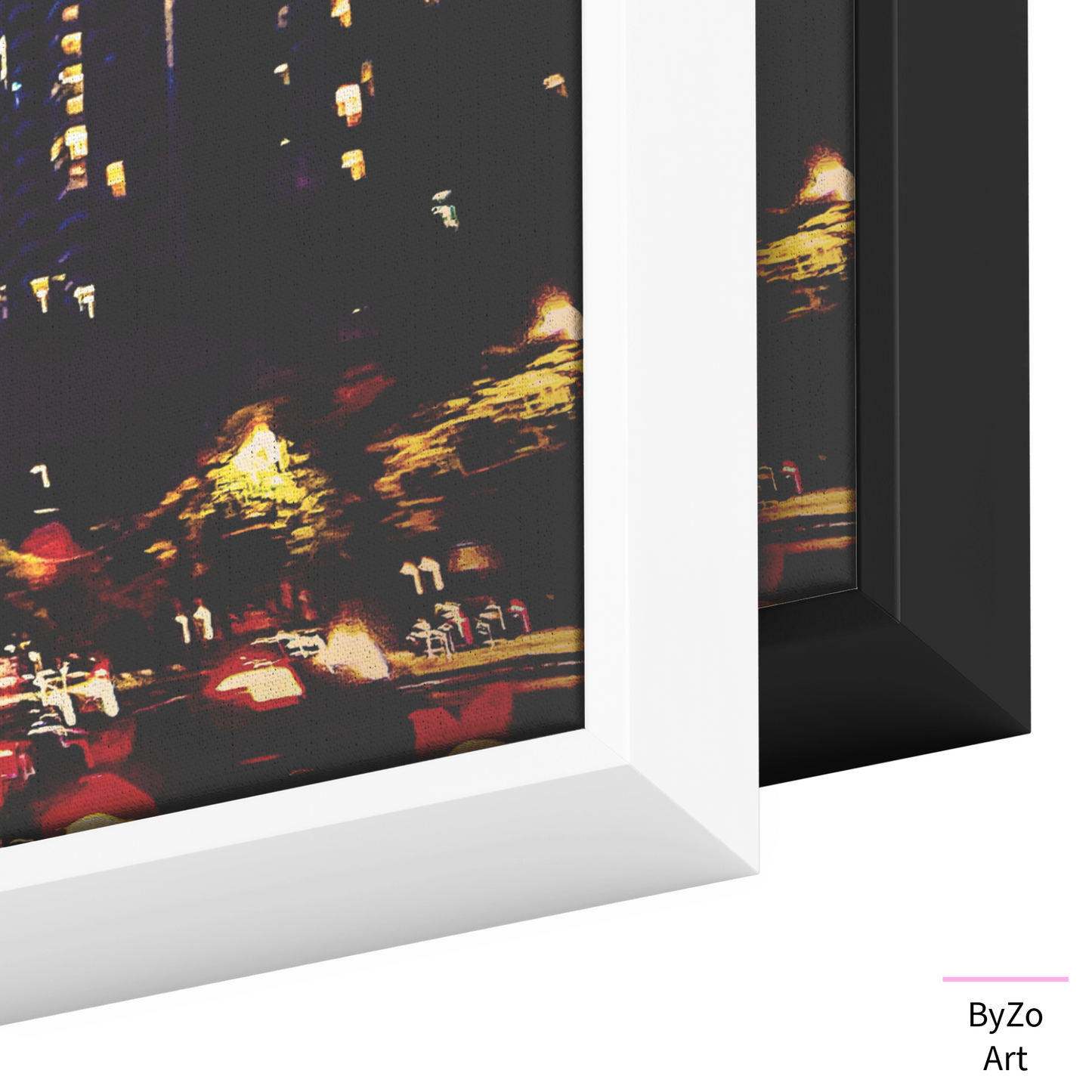 Floater Framed Canvas City Lights in Motion: Chicago's Nightscape from the Road" Original Art Photography teelaunch