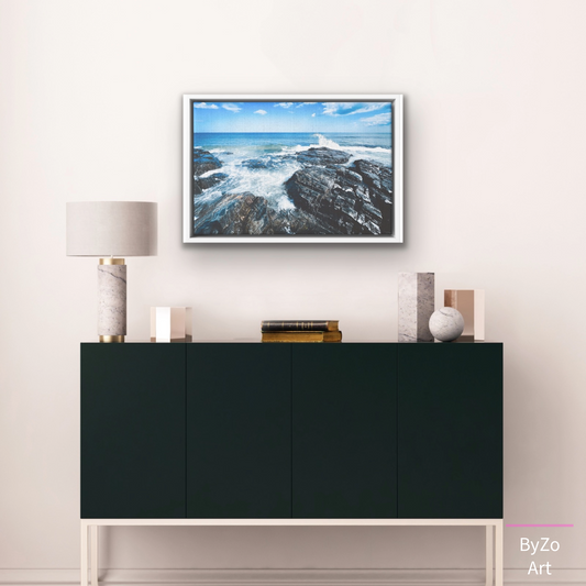 Floater Framed Canvas "Rugged Shoreline" Original Art Photography teelaunch