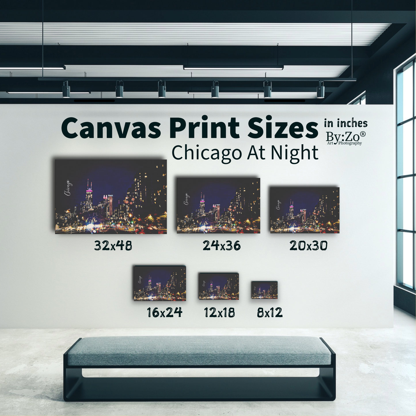 Wrapped Canvas "Chicago at Night" Original Art Photography teelaunch