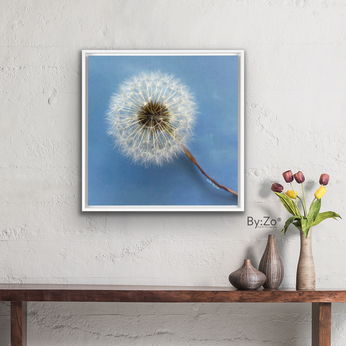 Wall Art Dandelion Make-a-Wish Make-Magic Original Art on Framed Canvas Floater Fine-Art Photography By:Zo® - By:Zo