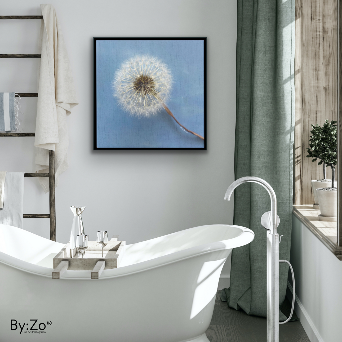 Wall Art Dandelion Make-a-Wish Make-Magic Original Art on Framed Canvas Floater Fine-Art Photography By:Zo® - By:Zo