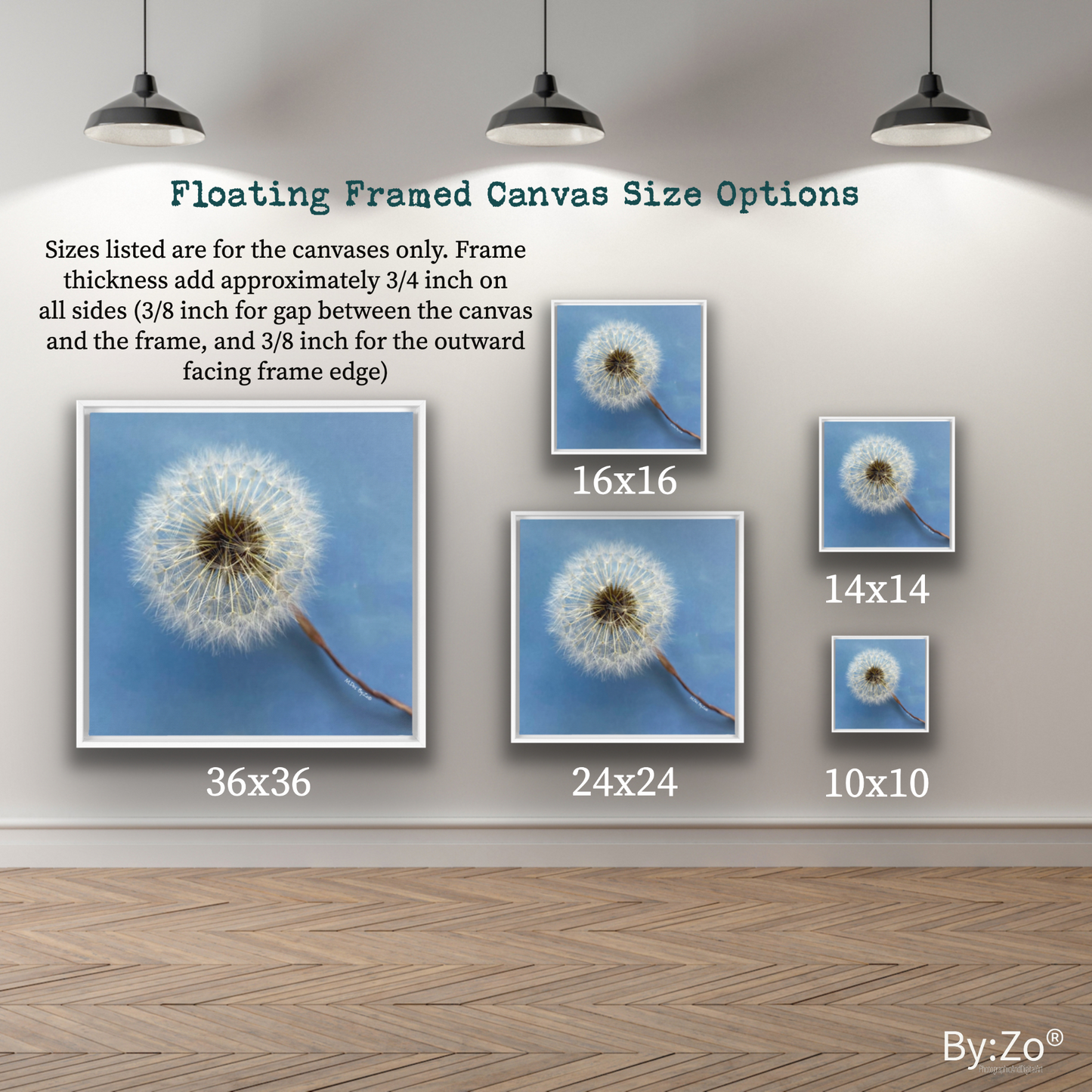 Wall Art Dandelion Make-a-Wish Make-Magic Original Art on Framed Canvas Floater Fine-Art Photography By:Zo® - By:Zo