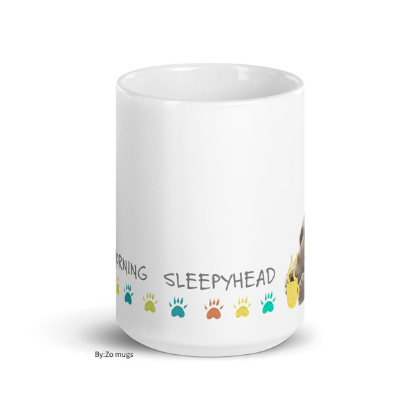 "Good Morning Sleepy Head 1" White Ceramic Mug - By:Zo