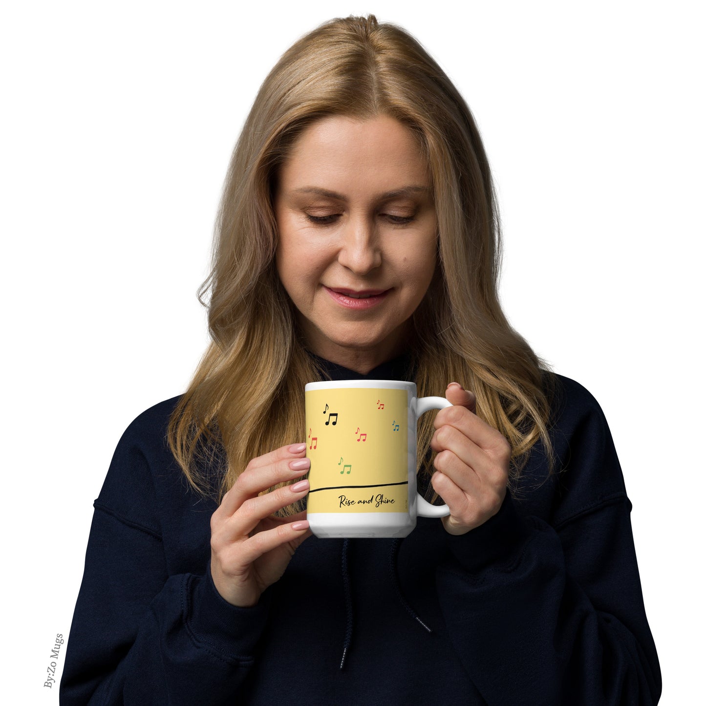 Singing Bird On A Wire Rise and Shine White Ceramic Mug - By:Zo