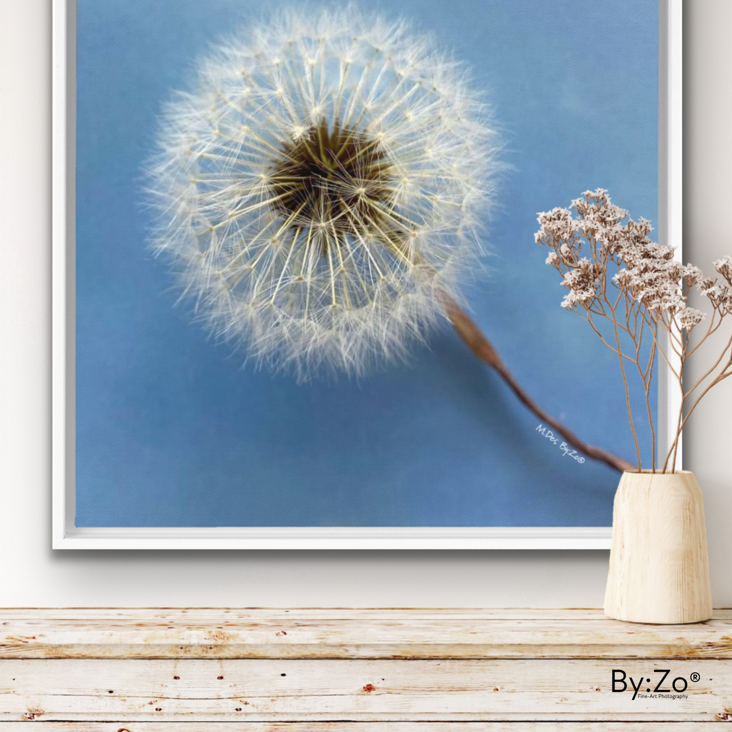 Wall Art Dandelion Make-a-Wish Make-Magic Original Art on Framed Canvas Floater Fine-Art Photography By:Zo® - By:Zo
