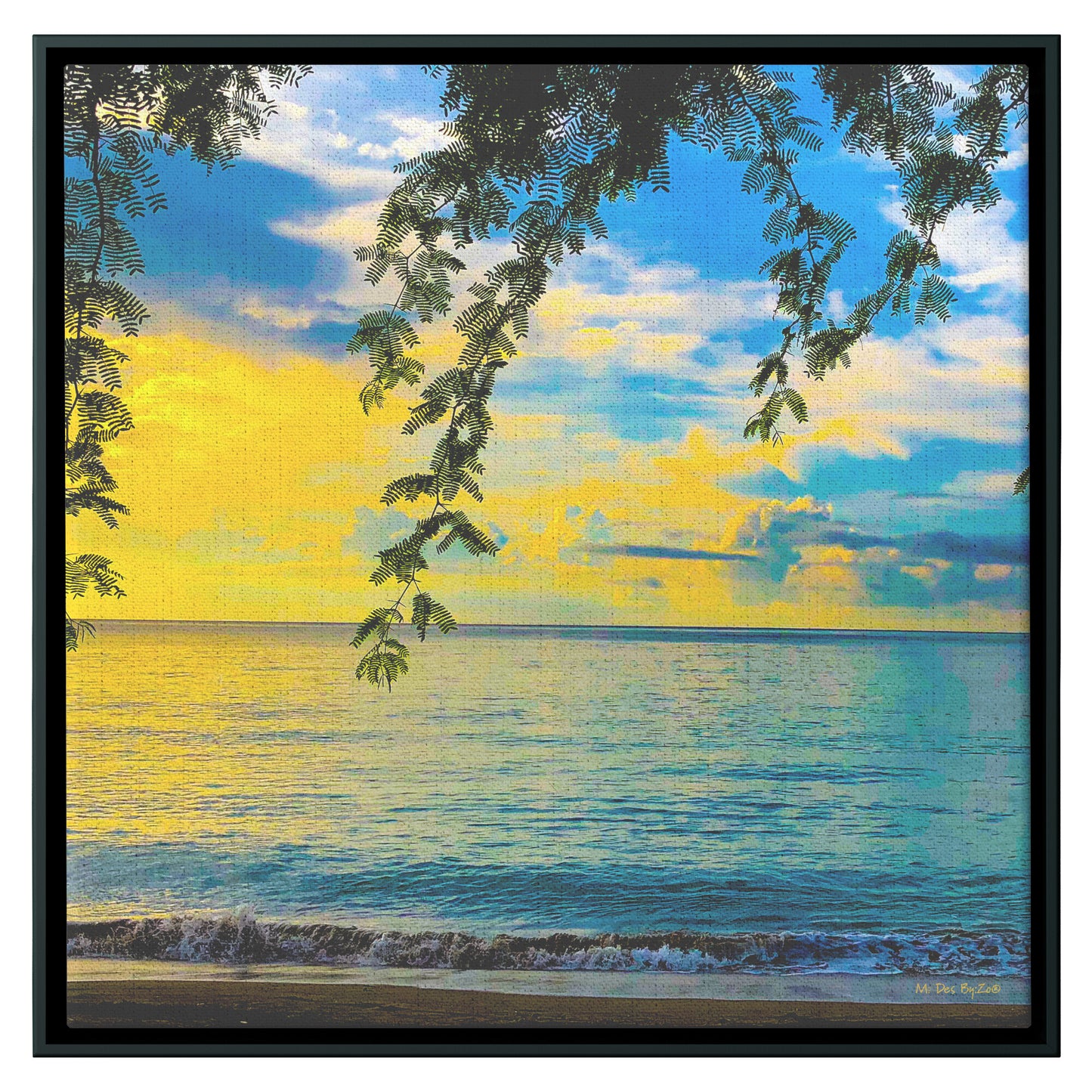 Sunrise In The Pacific Ocean in the Philippine Islands on Floating Framed Canvas Fine-Art Photography By:Zo® - By:Zo