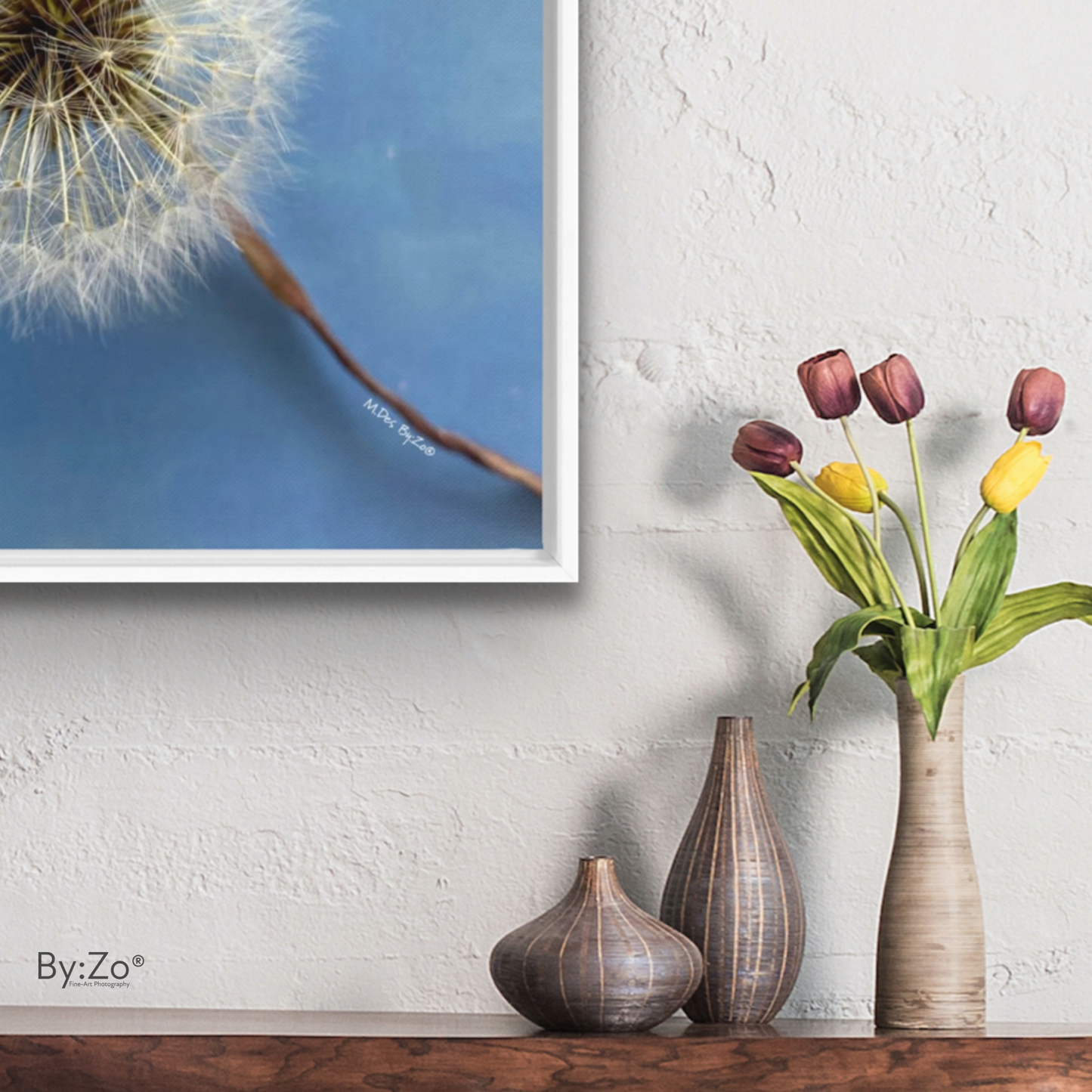 Wall Art Dandelion Make-a-Wish Make-Magic Original Art on Framed Canvas Floater Fine-Art Photography By:Zo® - By:Zo