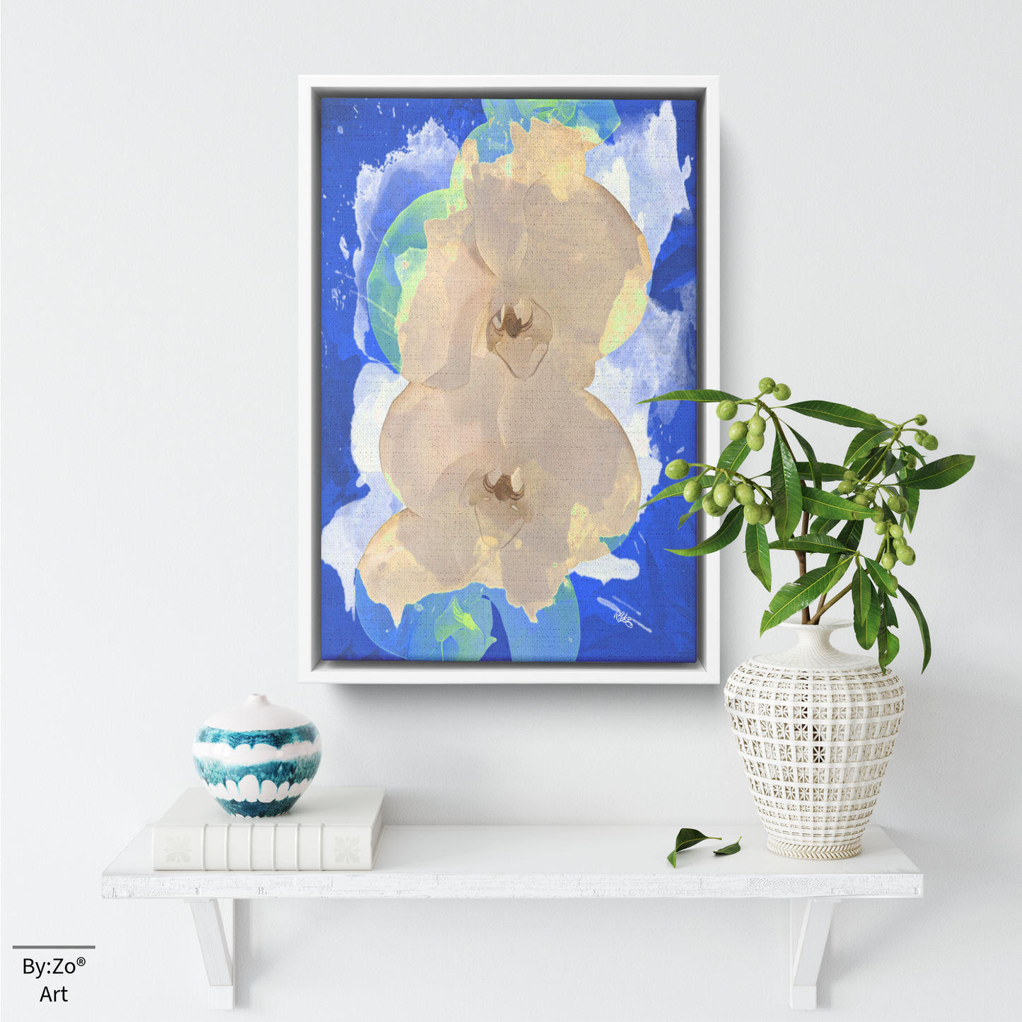 Rectangle Framed Canvas - Orchid Color Splashed Art Photography teelaunch