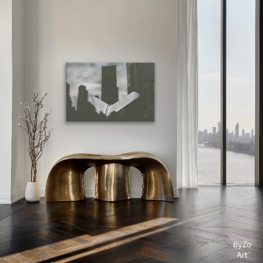 The Oculus NYC architectural wall art room mockup by By:Zo