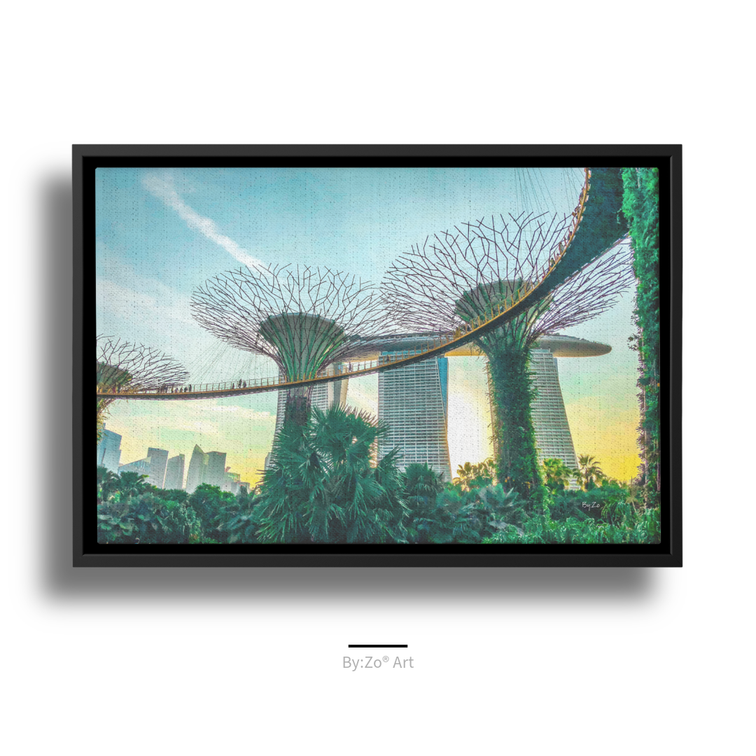 Floater Framed Canvas / Singapore Sunset at Gardens by the Bay/Original Fine Art Photography teelaunch By:Zo®