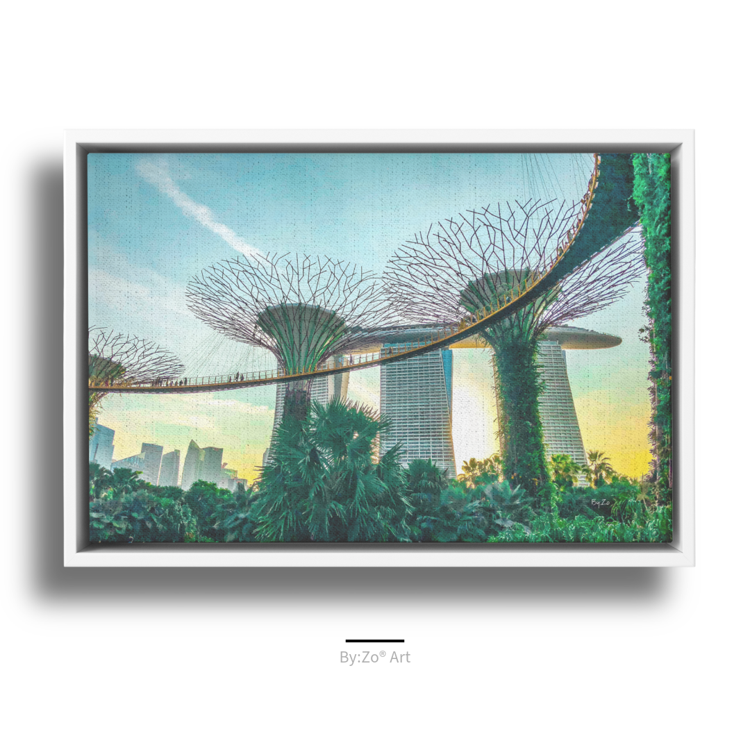 Floater Framed Canvas / Singapore Sunset at Gardens by the Bay/Original Fine Art Photography teelaunch By:Zo®