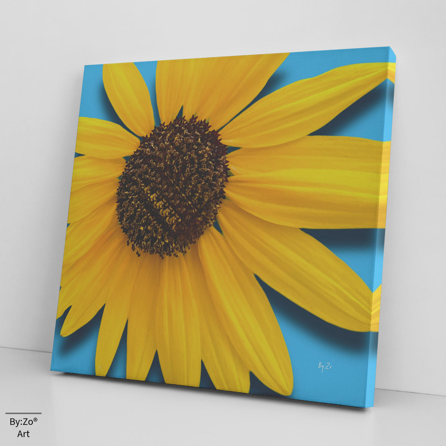 Sideview of Sunflower Close Up Original Photography on Canvas Print by Maria Desnoyers at ByZo Art.