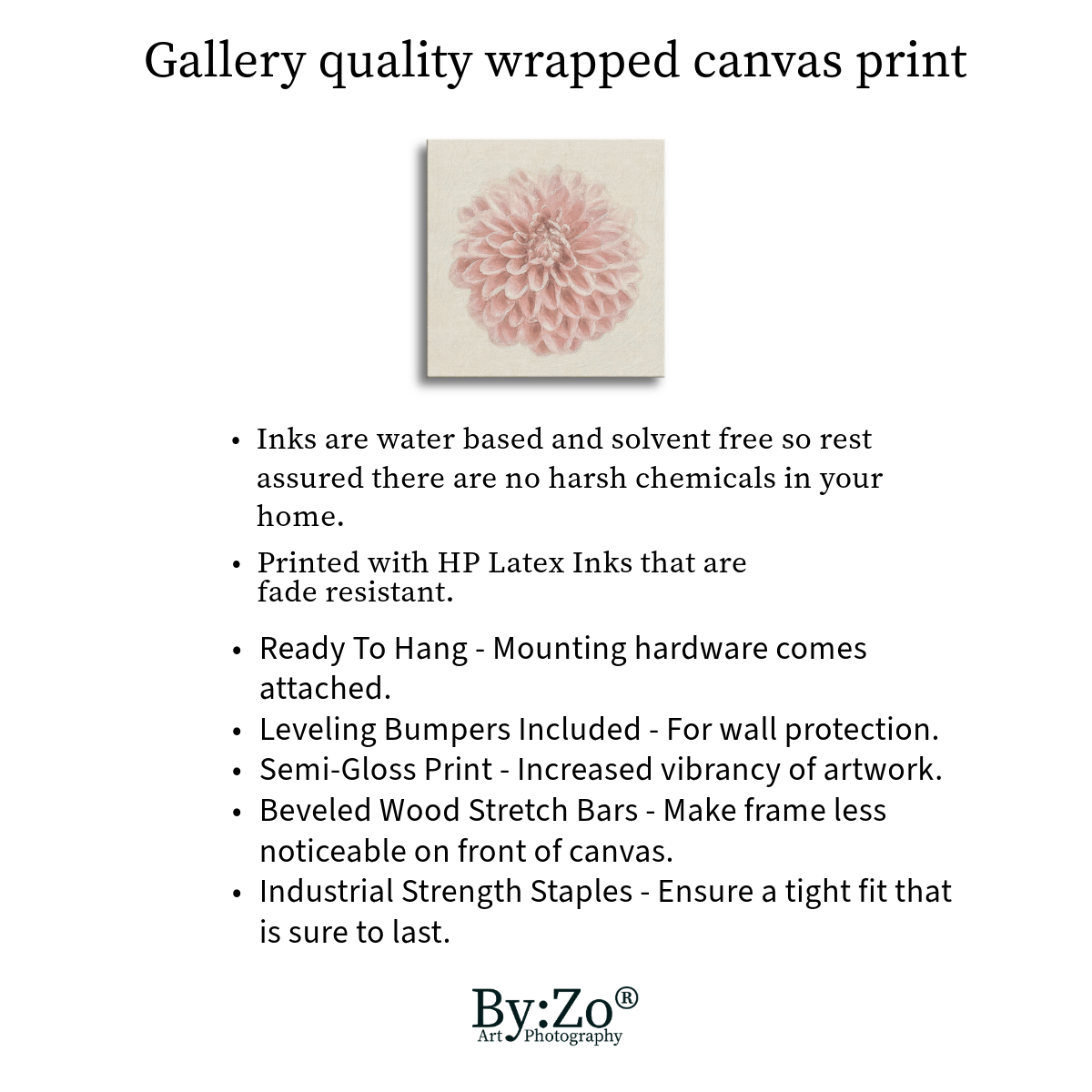 Wrapped Canvas "Pastel Pink Dahlia Flower " Original Photography teelaunch By:Zo