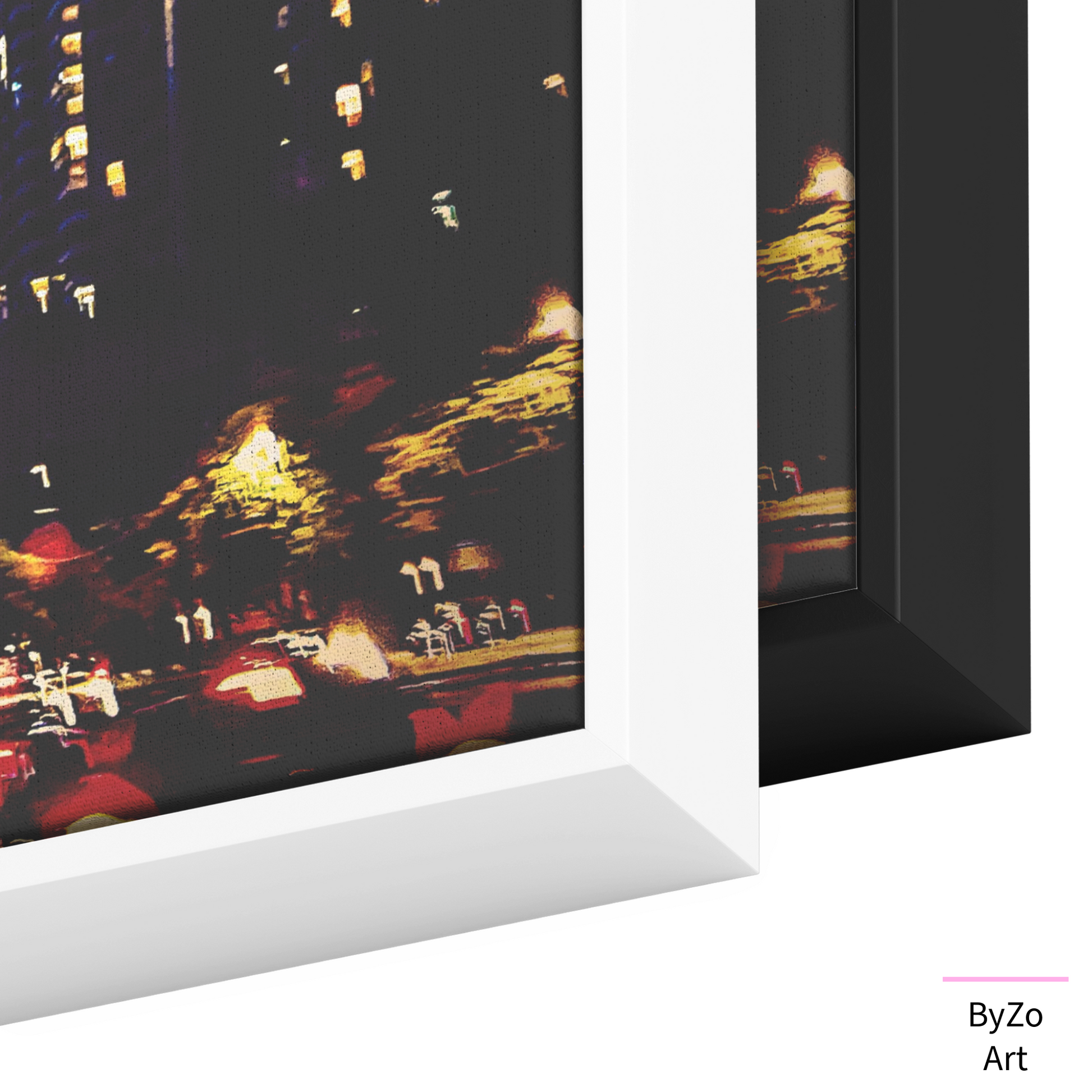 Floater Framed Canvas City Lights in Motion: Chicago's Nightscape from the Road" Original Art Photography teelaunch