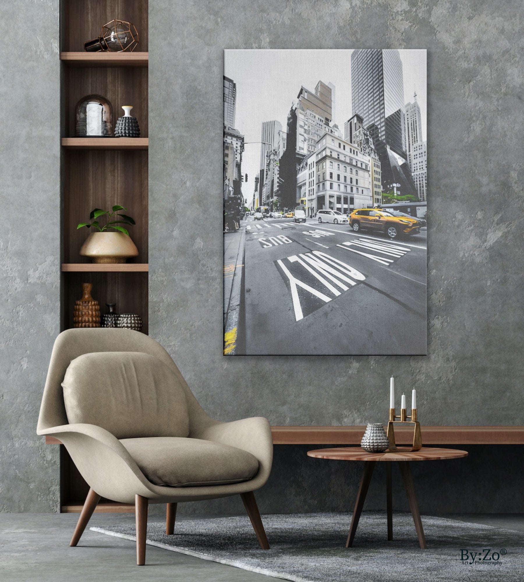 New York City Bus Lane Only Original Photography on Canvas - By:Zo