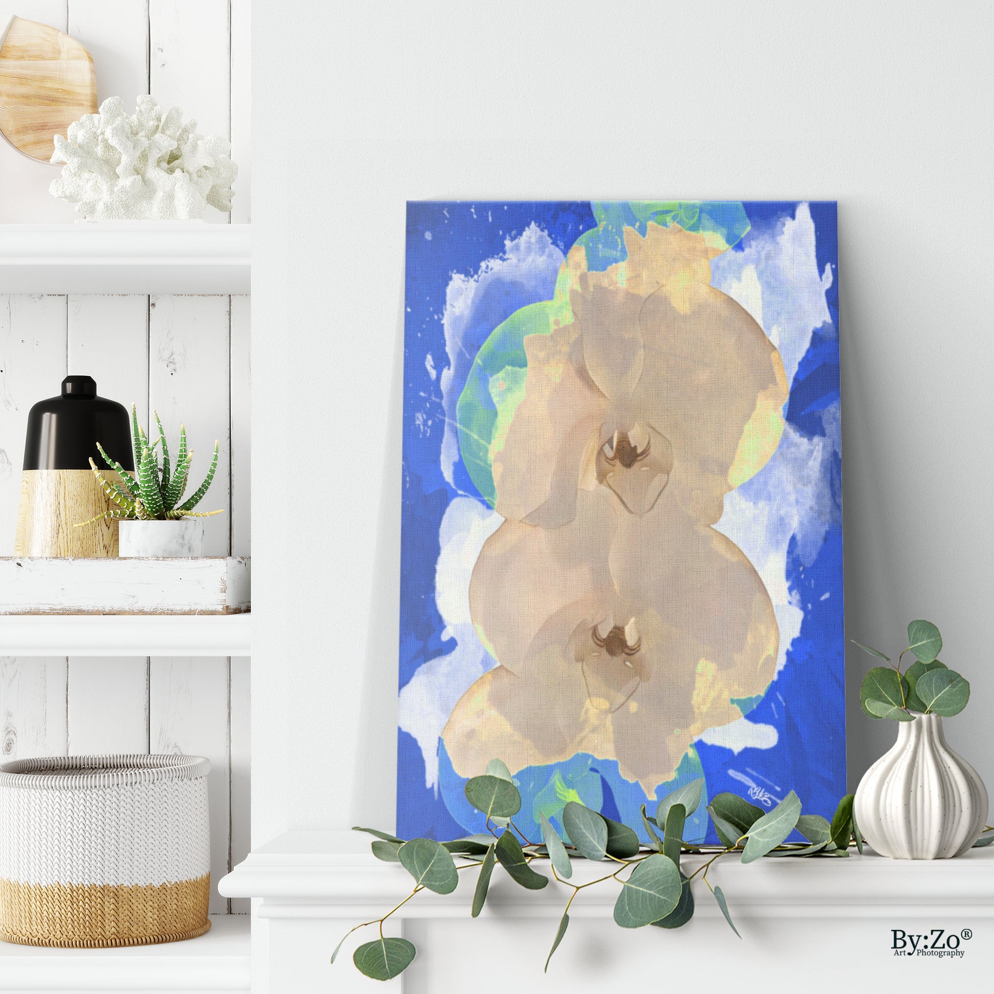 Orchid Color Splashed on Wrapped Canvas - By:Zo