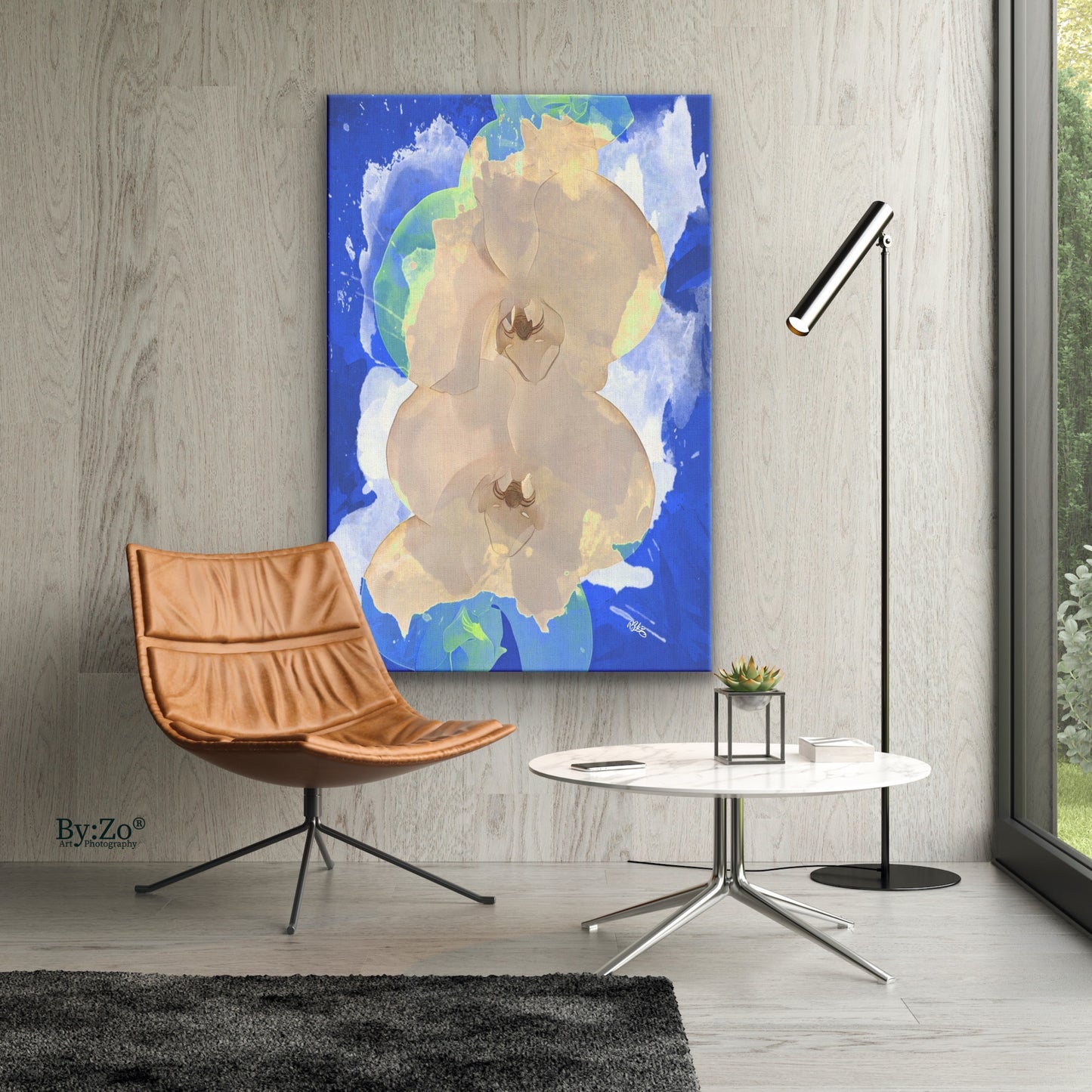 Orchid Color Splashed on Wrapped Canvas - By:Zo