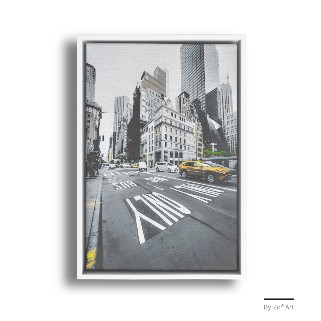 Floater Framed Canvas/New York City Bus Lane Only teelaunch By:Zo®