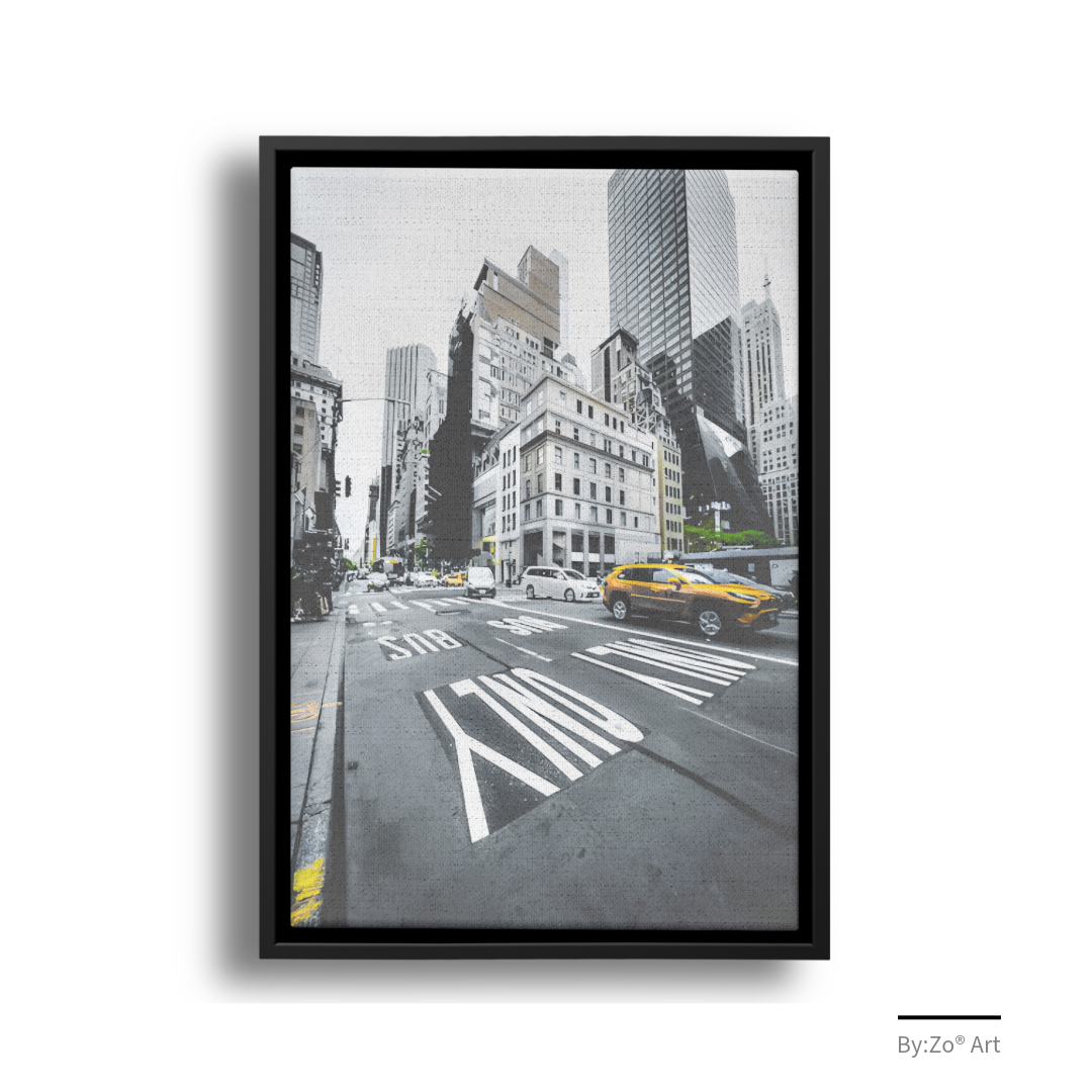 Floater Framed Canvas/New York City Bus Lane Only teelaunch By:Zo®