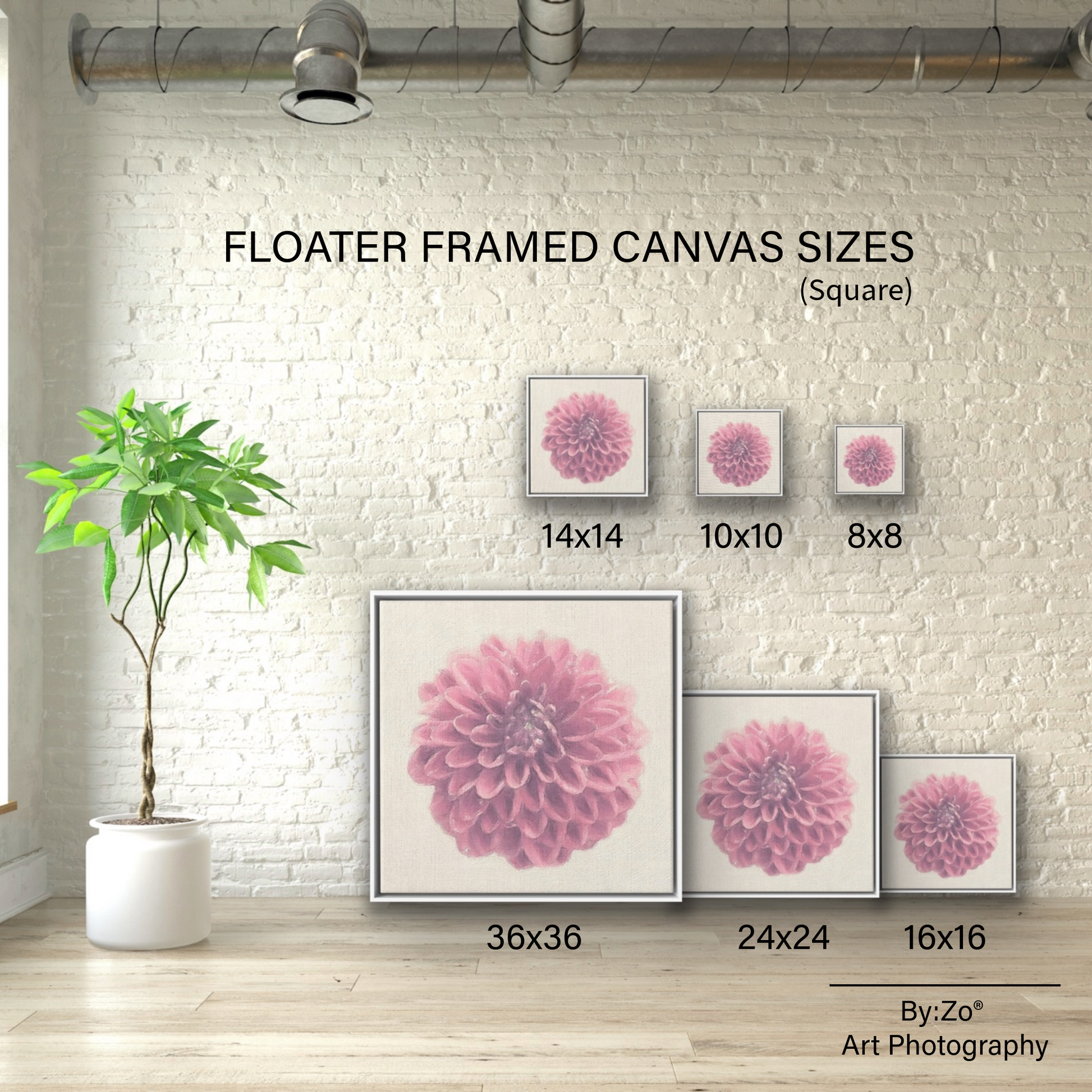 Floater Framed Canvas, Square - Japanese Dahlia Original Art Photography teelaunch