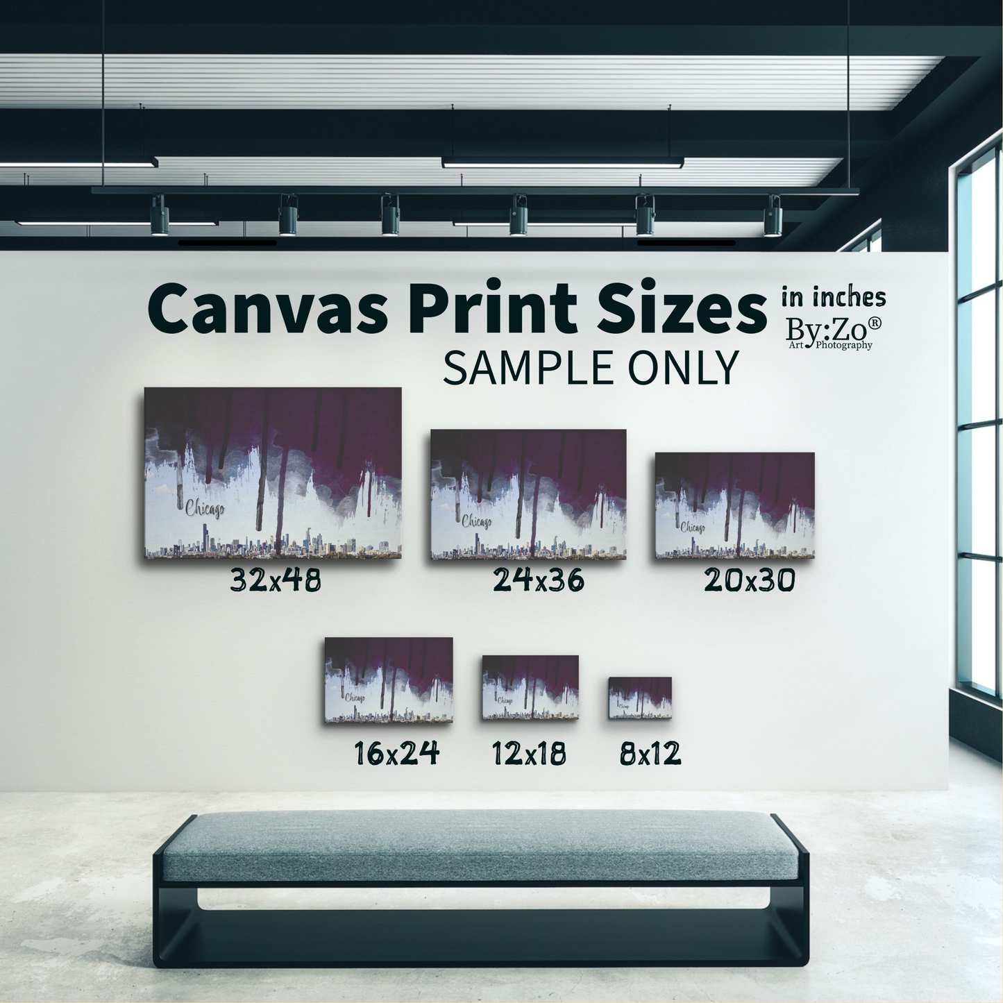 Wrapped Canvas, Original Photography of Chicago Skyline with Digital Brushstrokes teelaunch