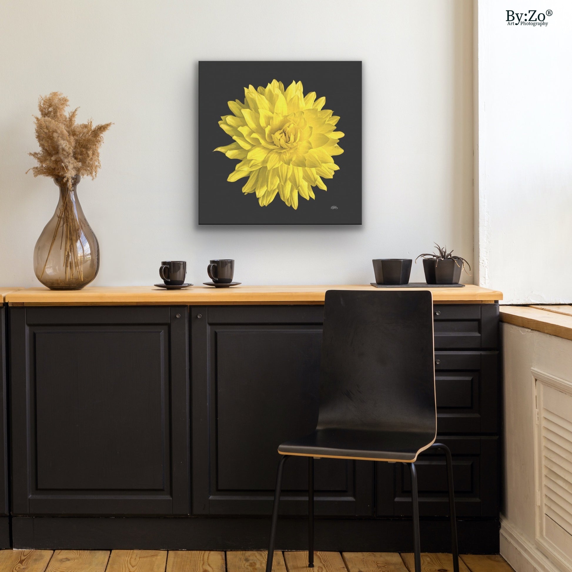 Dahlia Flower on Wrapped Canvas - By:Zo