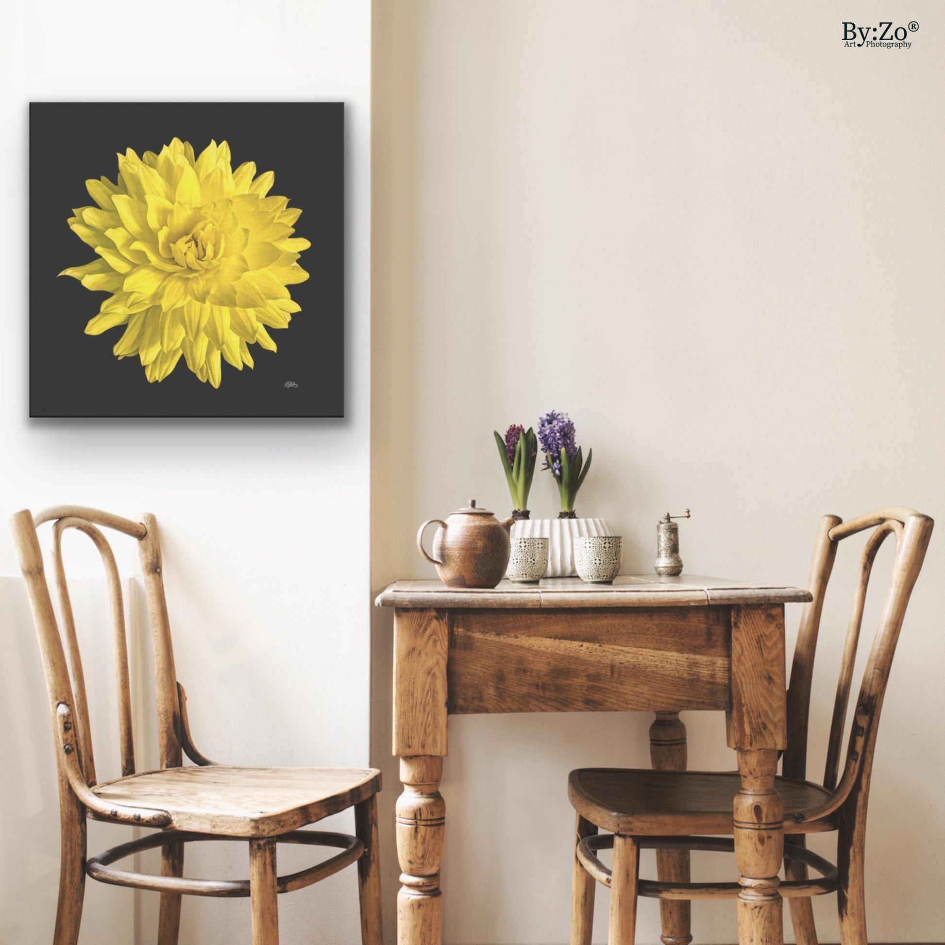 Dahlia Flower on Wrapped Canvas - By:Zo