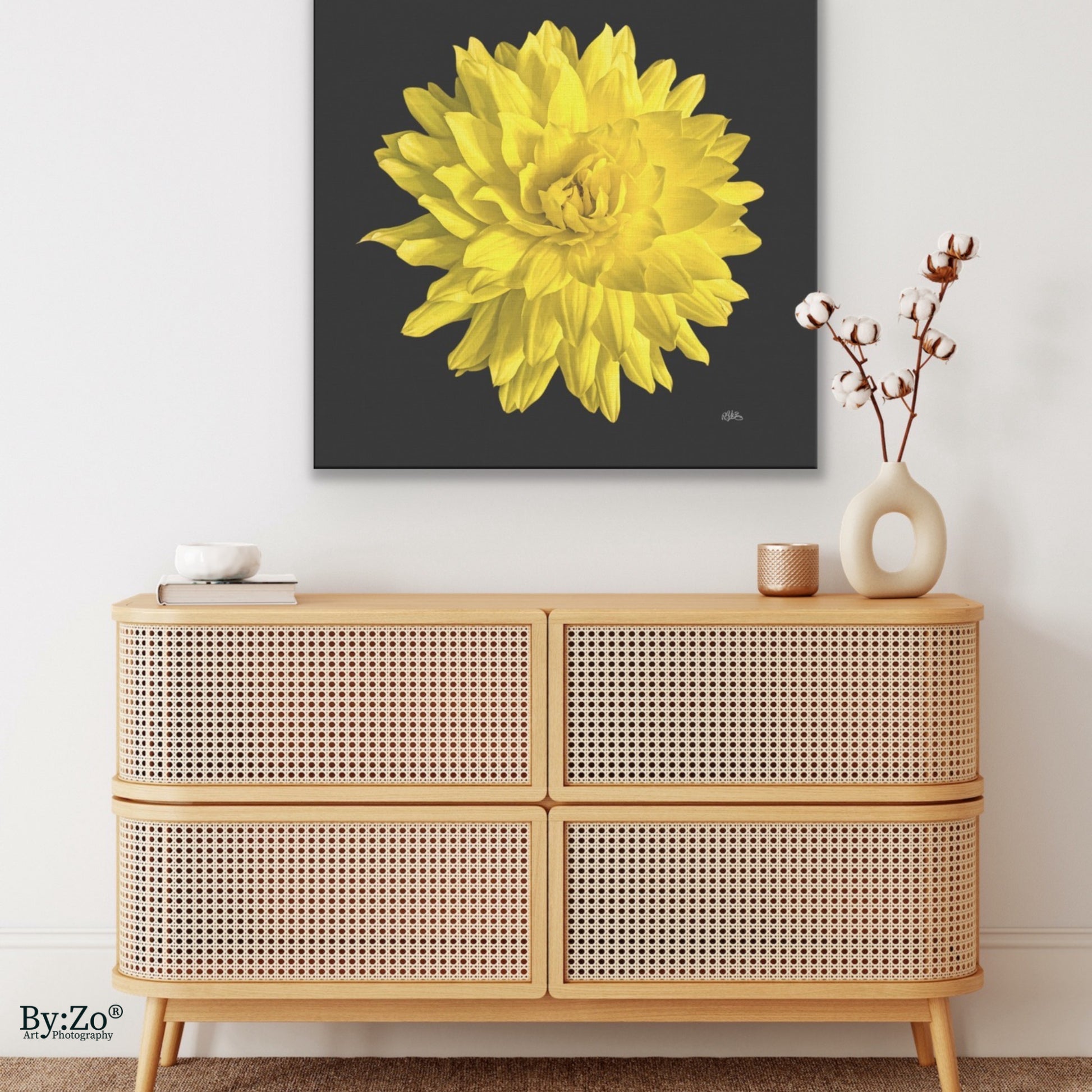 Dahlia Flower on Wrapped Canvas - By:Zo