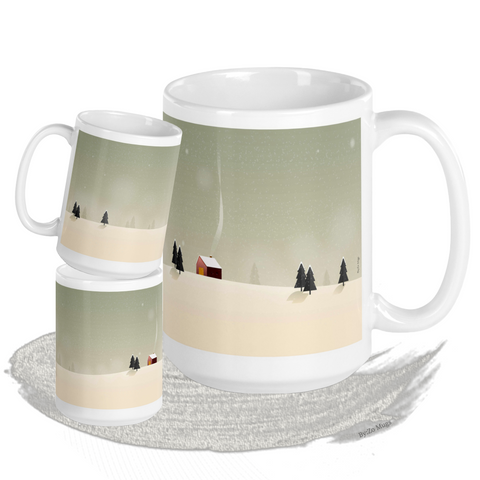 Winter Countryside Landscape White Ceramic Mug - By:Zo