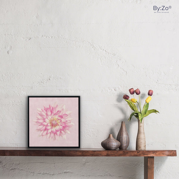 Pink Dahlia on Millennial Pink Giclee Print Wall Art on Floating Framed Canvas Fine Art Photography By:Zo® - By:Zo