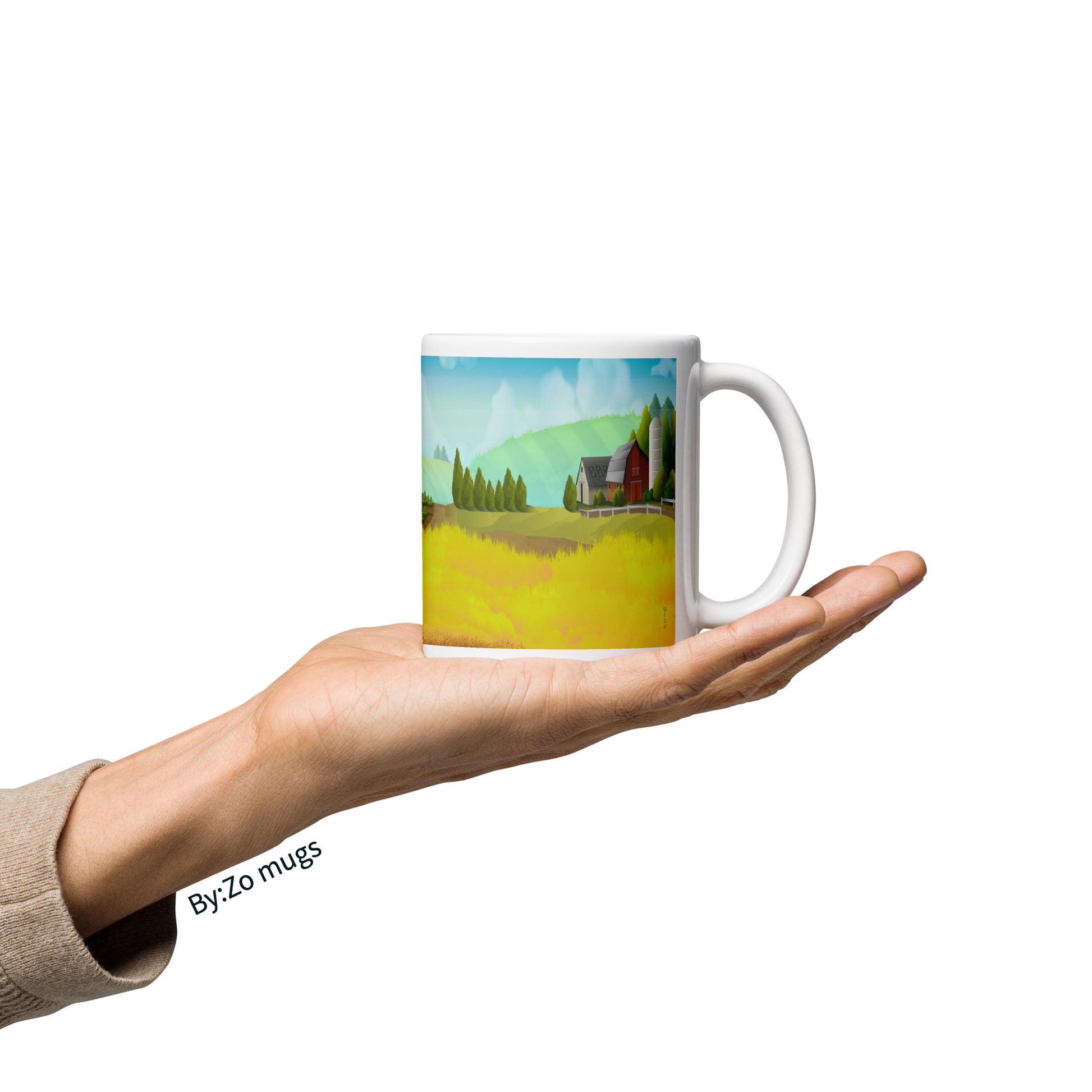 On The Farm White Ceramic Mug - By:Zo