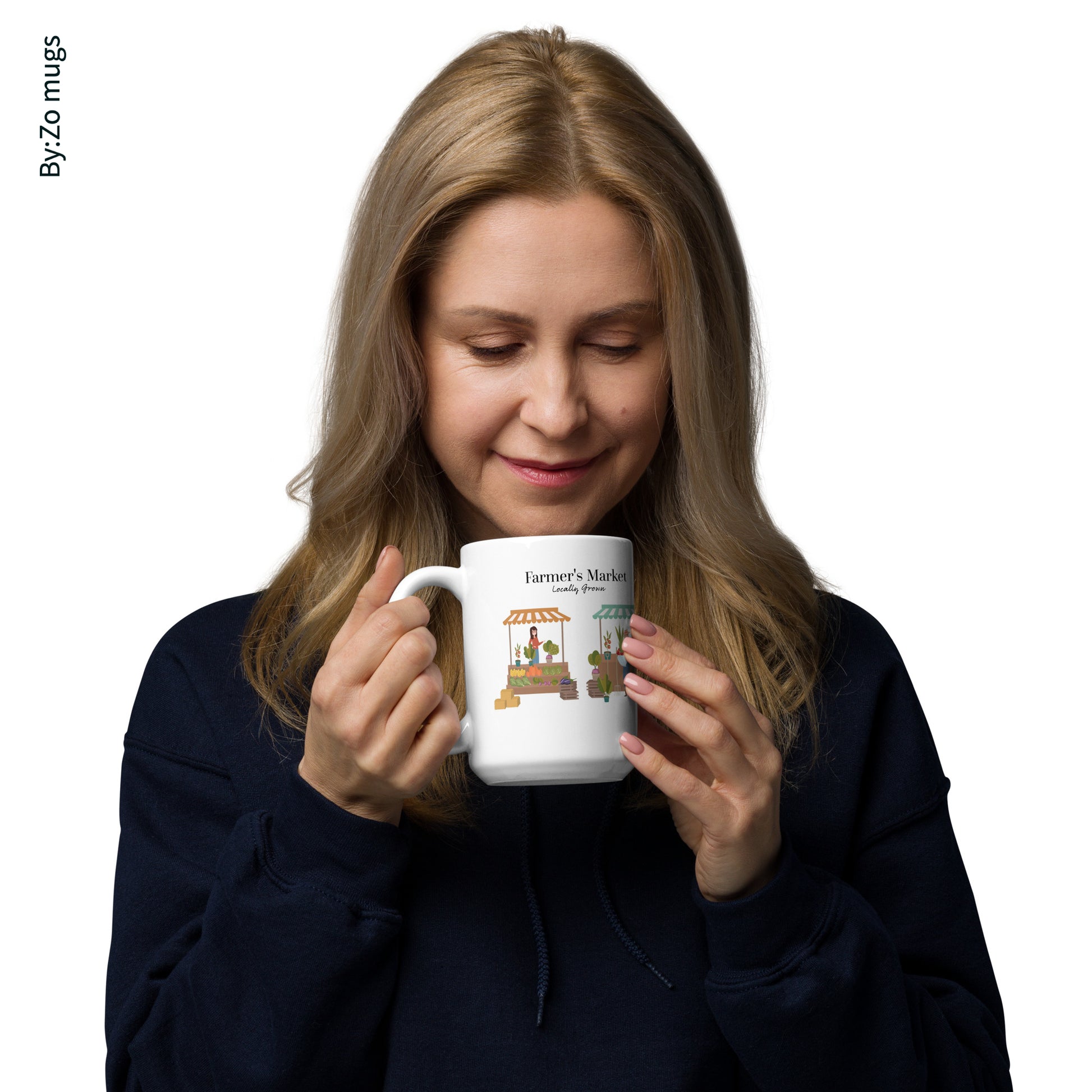 Organic Farmer's Market Locally Grown White glossy mug - By:Zo