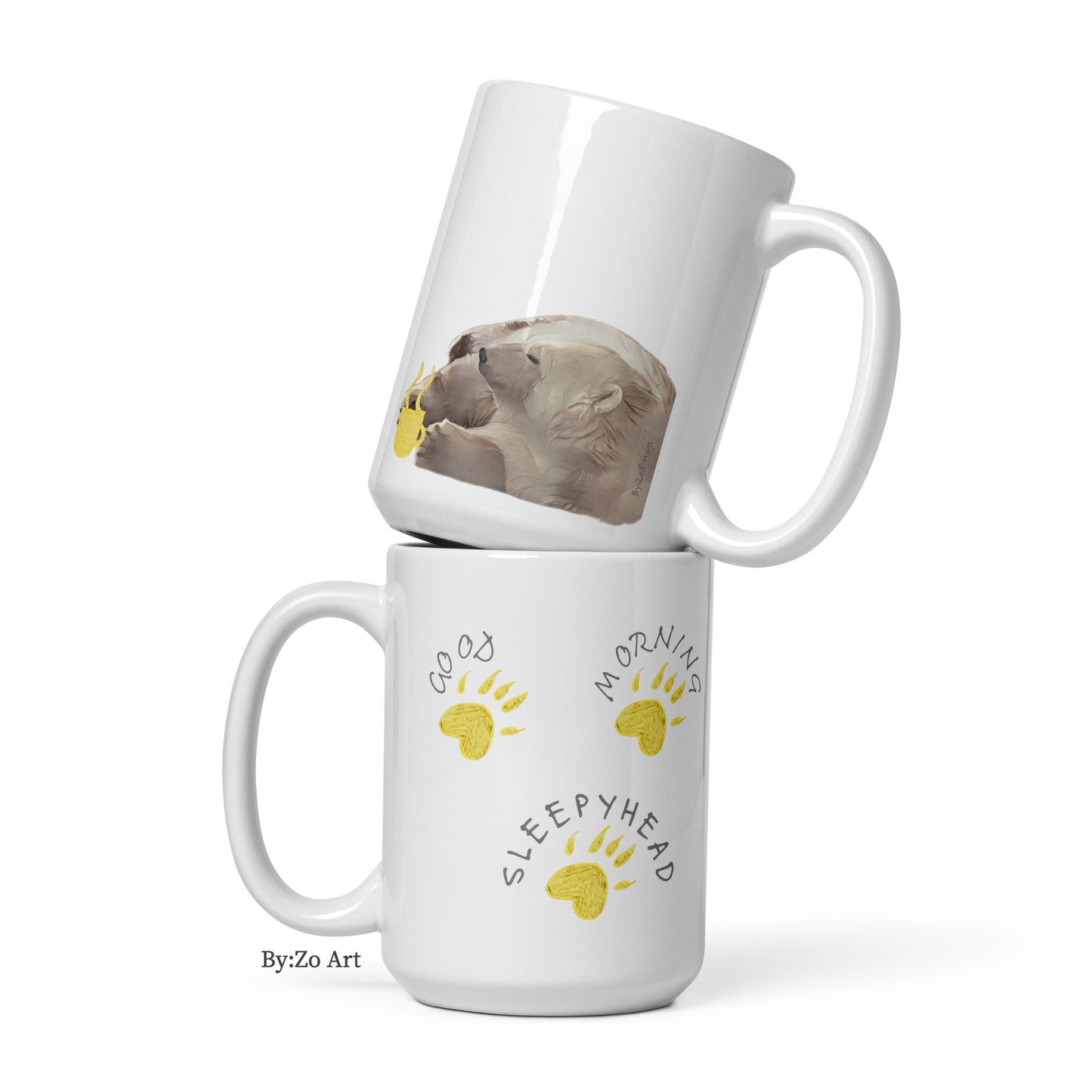 "Good Morning Sleepy Head 2" White Ceramic Mug - By:Zo