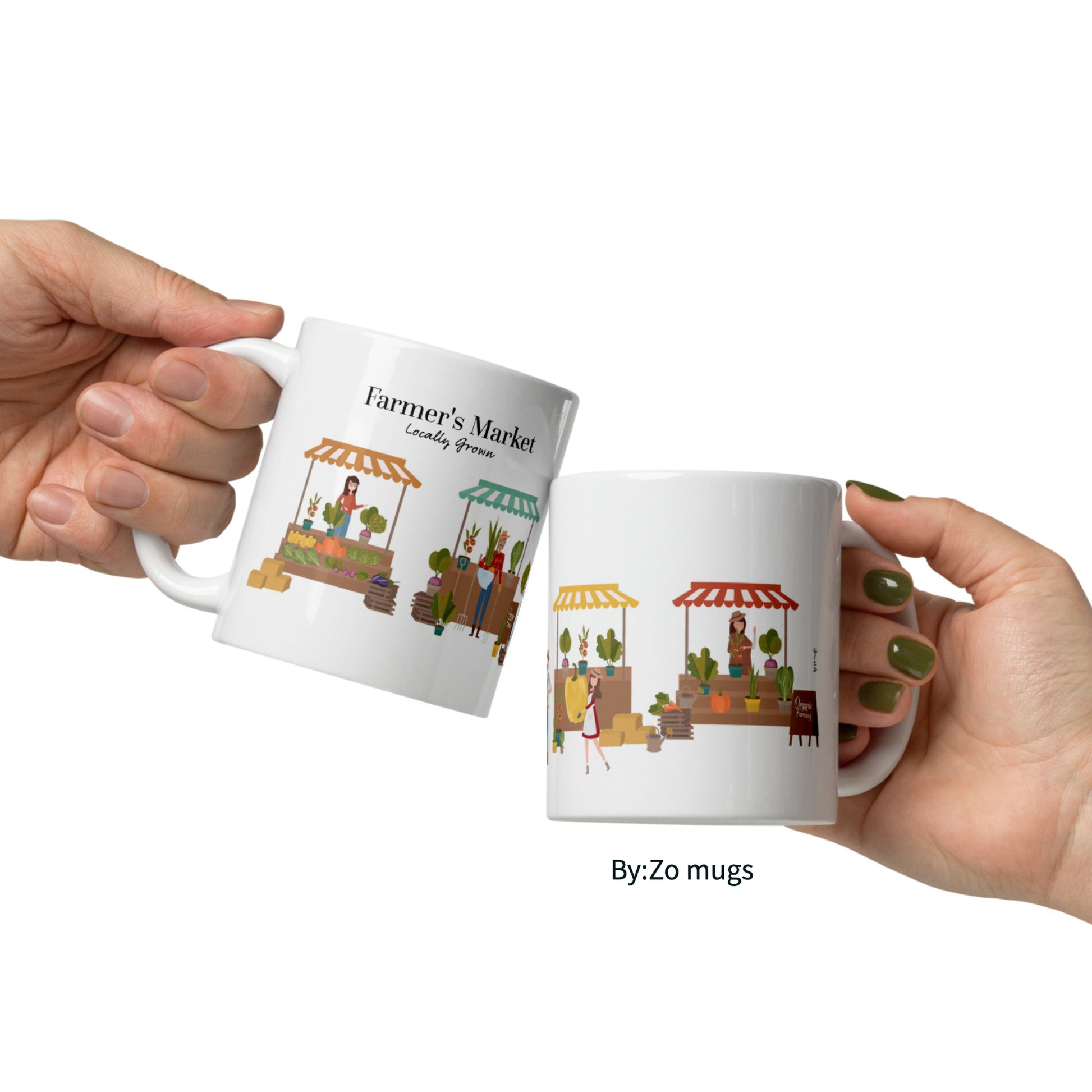 Organic Farmer's Market Locally Grown White glossy mug - By:Zo