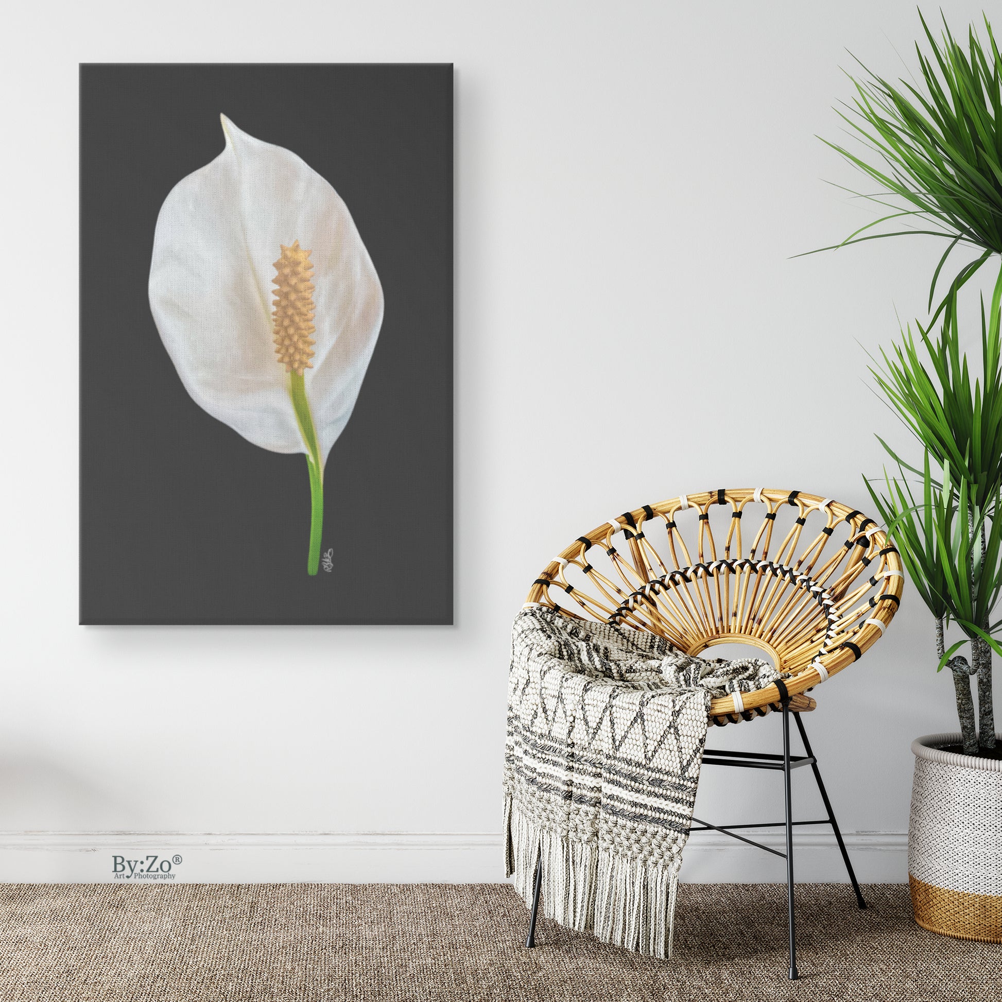 peace lily photography Peace Lily Black Background Canvas Print Original Photography ByZo Art