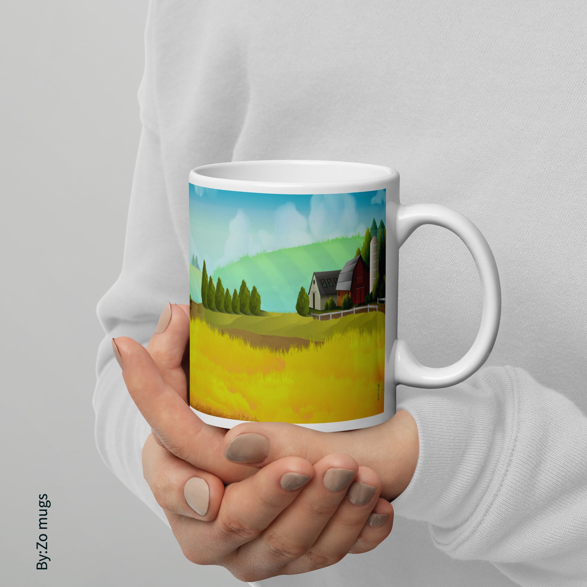 On The Farm White Ceramic Mug - By:Zo