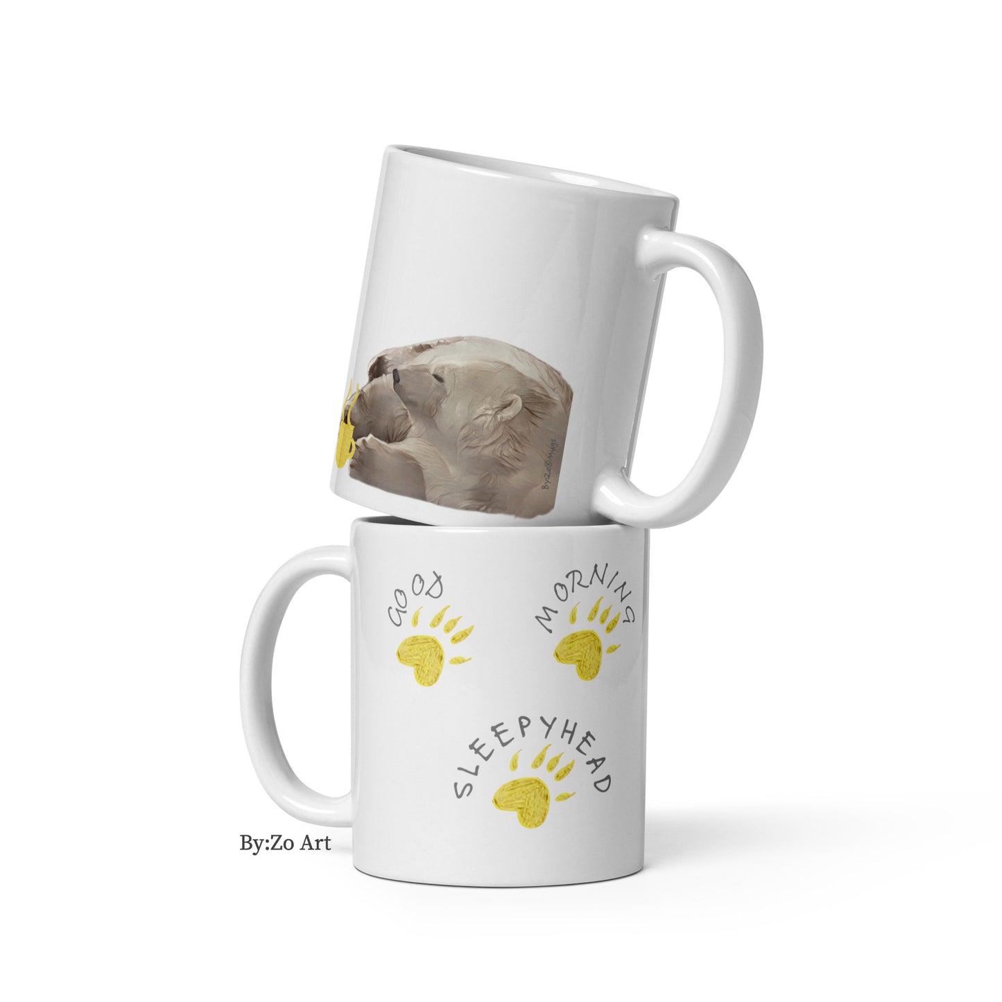 "Good Morning Sleepy Head 2" White Ceramic Mug - By:Zo