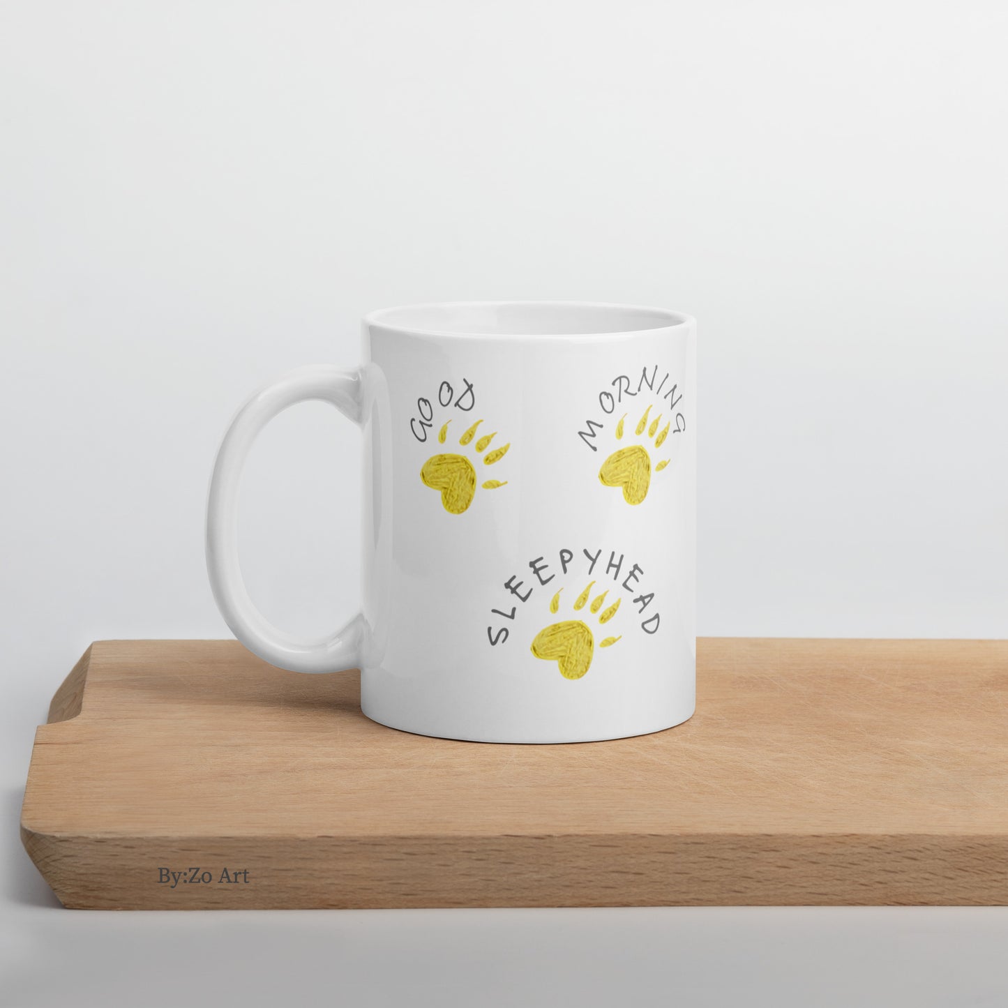 "Good Morning Sleepy Head 2" White Ceramic Mug - By:Zo