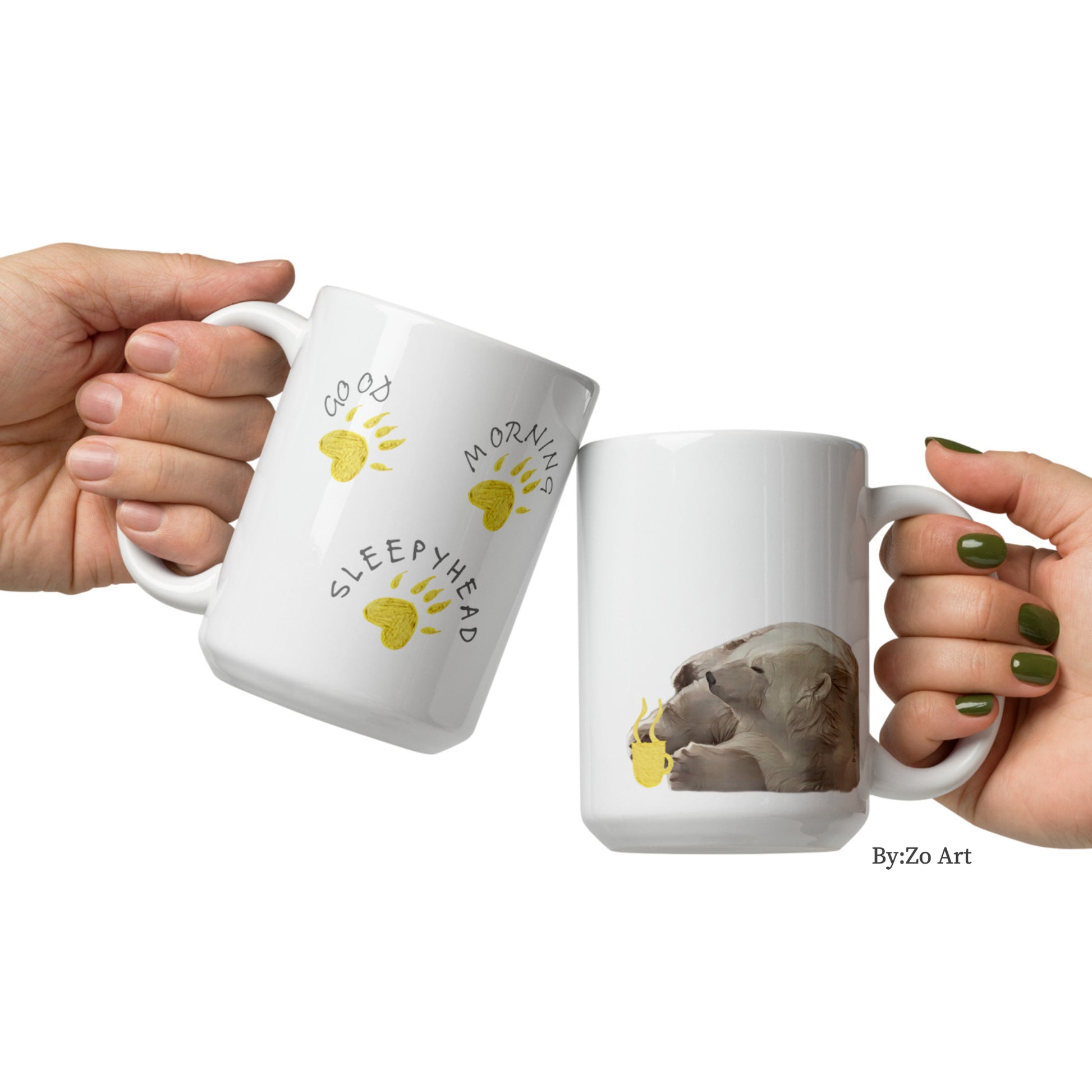 "Good Morning Sleepy Head 2" White Ceramic Mug - By:Zo