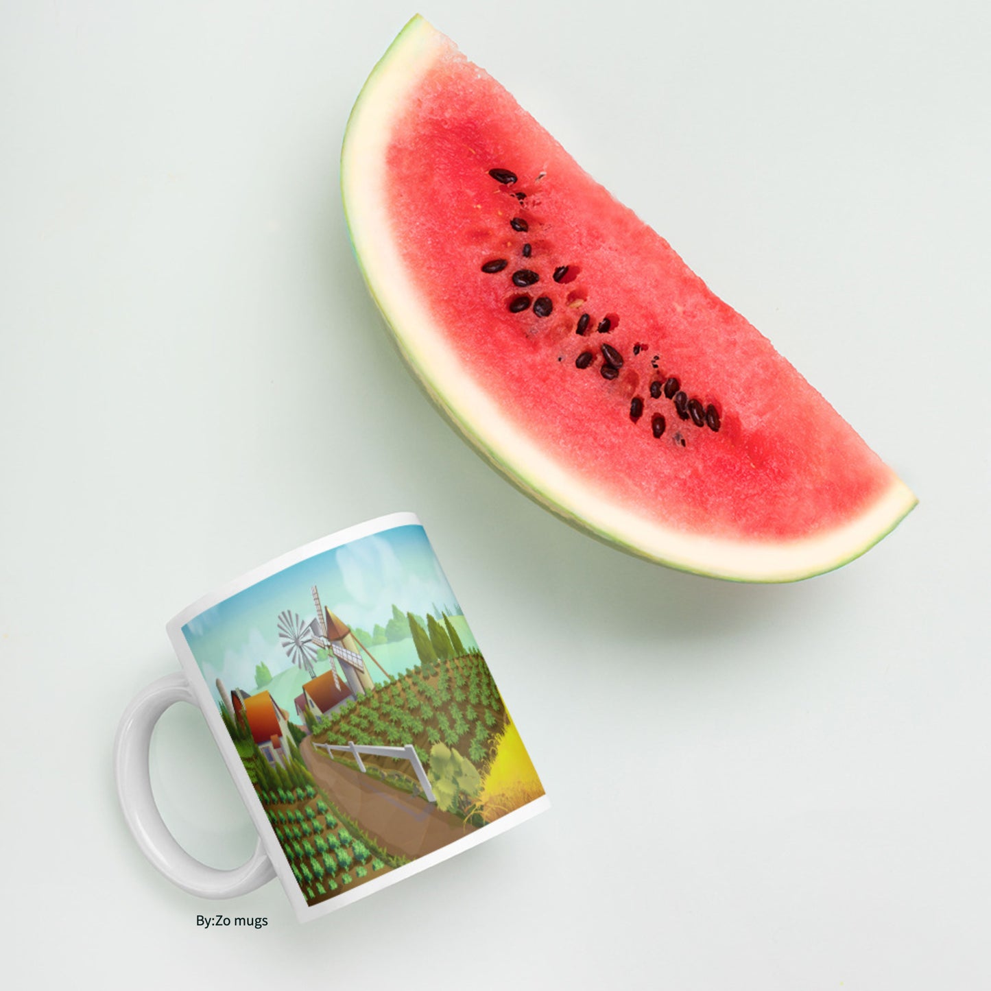 On The Farm White Ceramic Mug - By:Zo