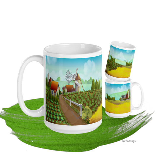 On The Farm White Ceramic Mug - By:Zo