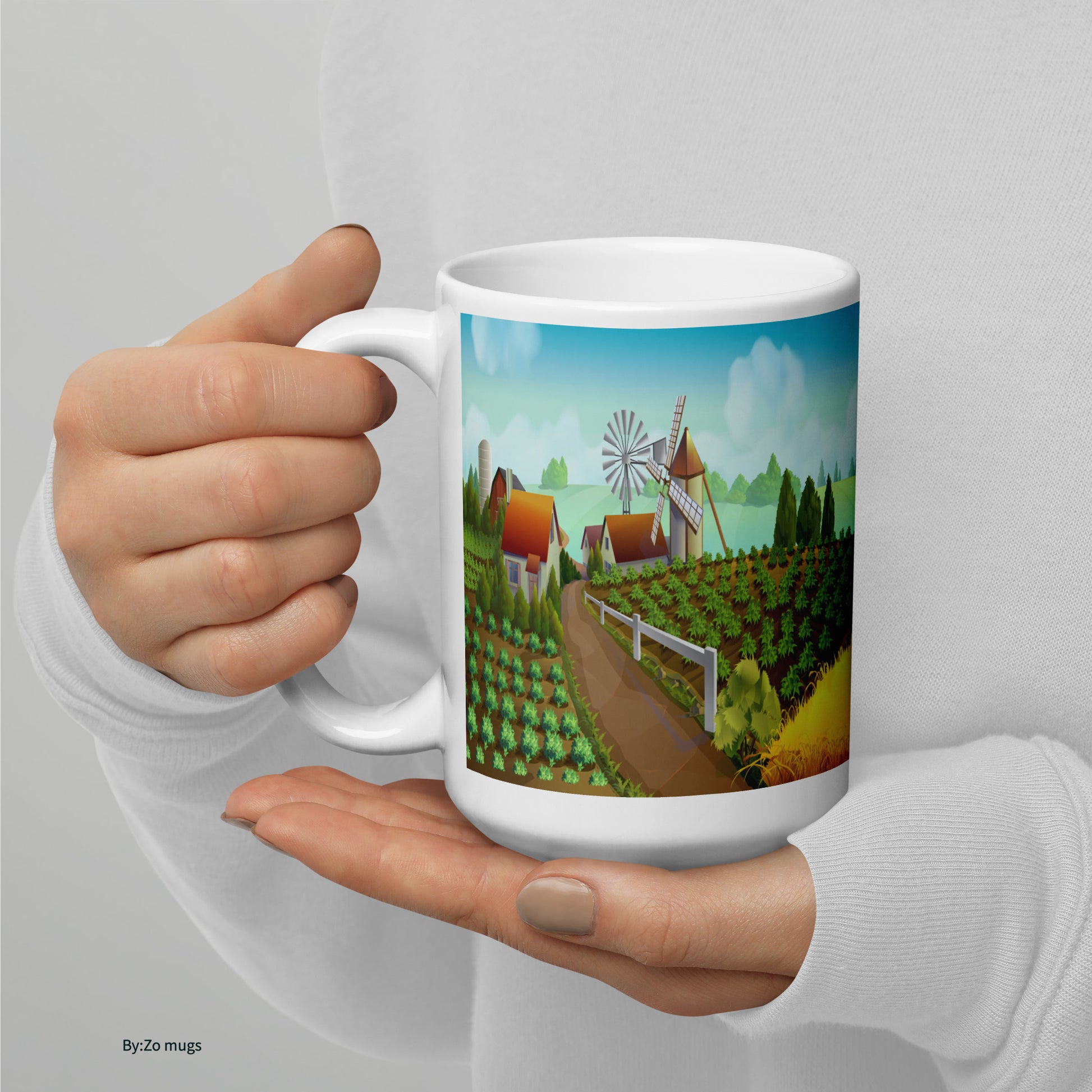 On The Farm White Ceramic Mug - By:Zo