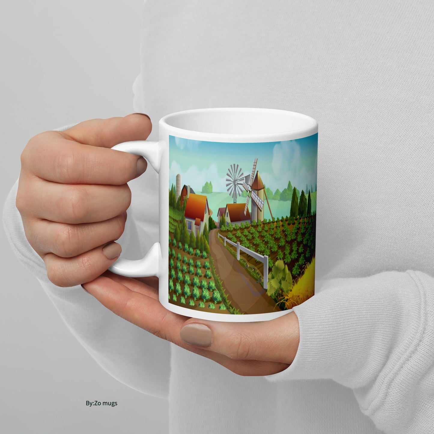 On The Farm White Ceramic Mug - By:Zo