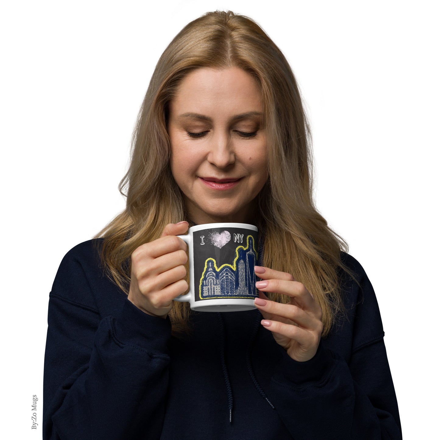 I Love New York Blackboard Background Artsy White Ceramic Mug - By:Zo