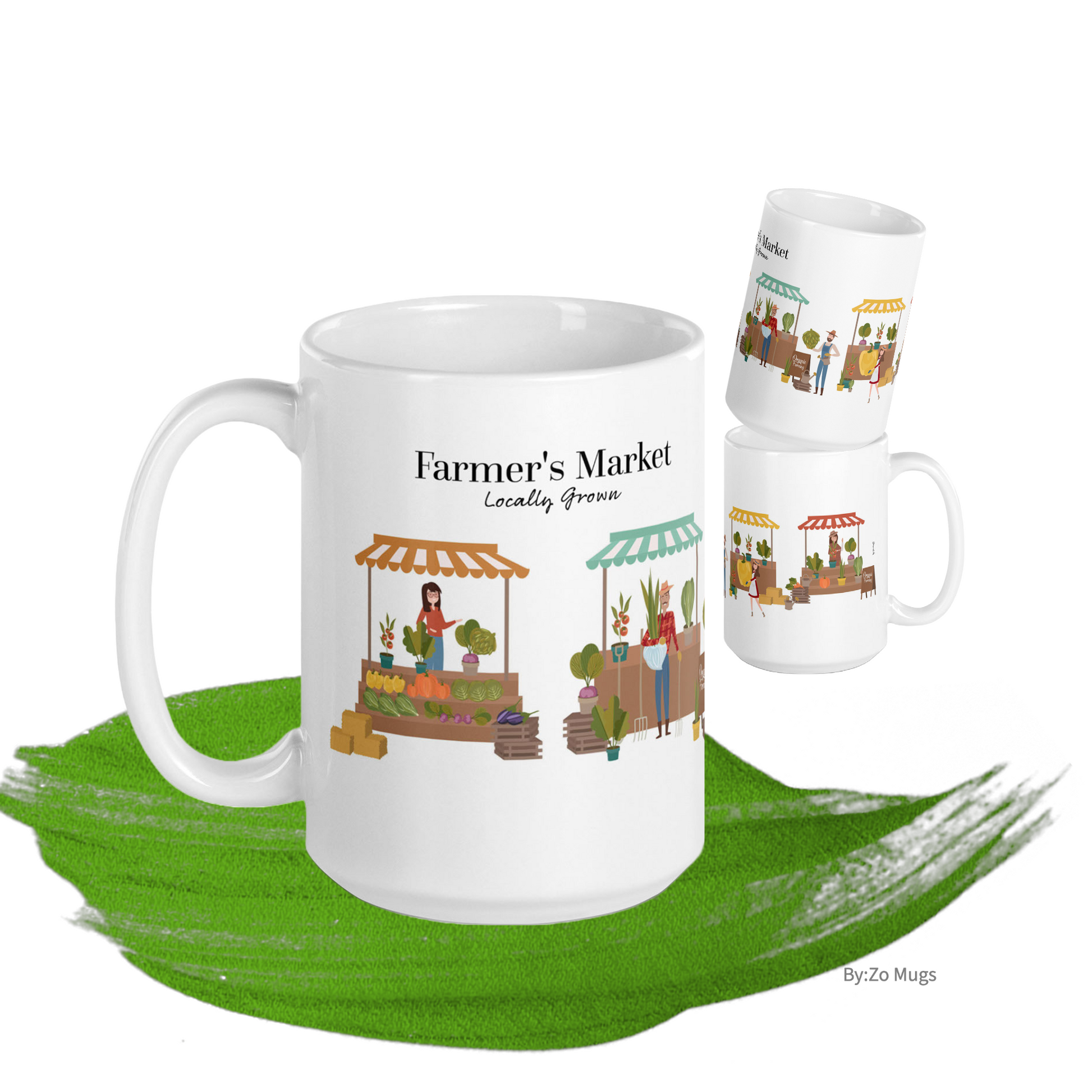 Organic Farmer's Market Locally Grown White glossy mug - By:Zo