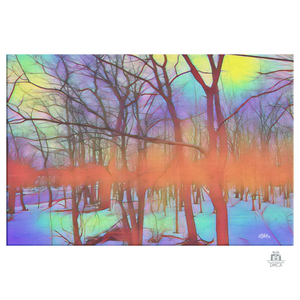 wrapped canvas photography art of frozen forest on pop colors by:zo art
